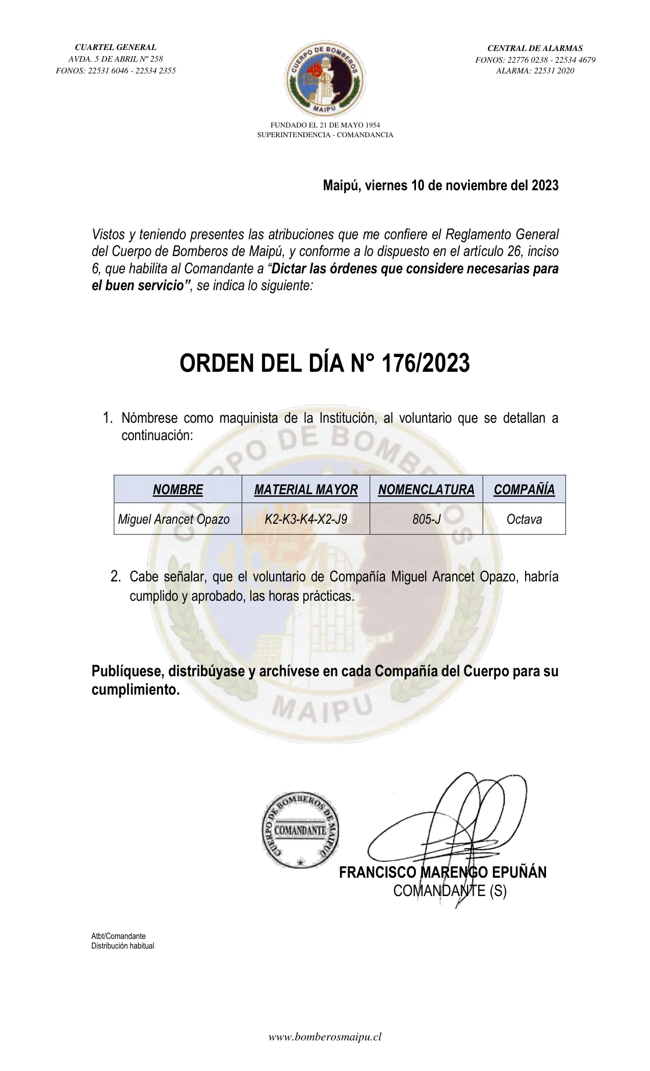 Página 1 de Orden del Día N° 176/2023