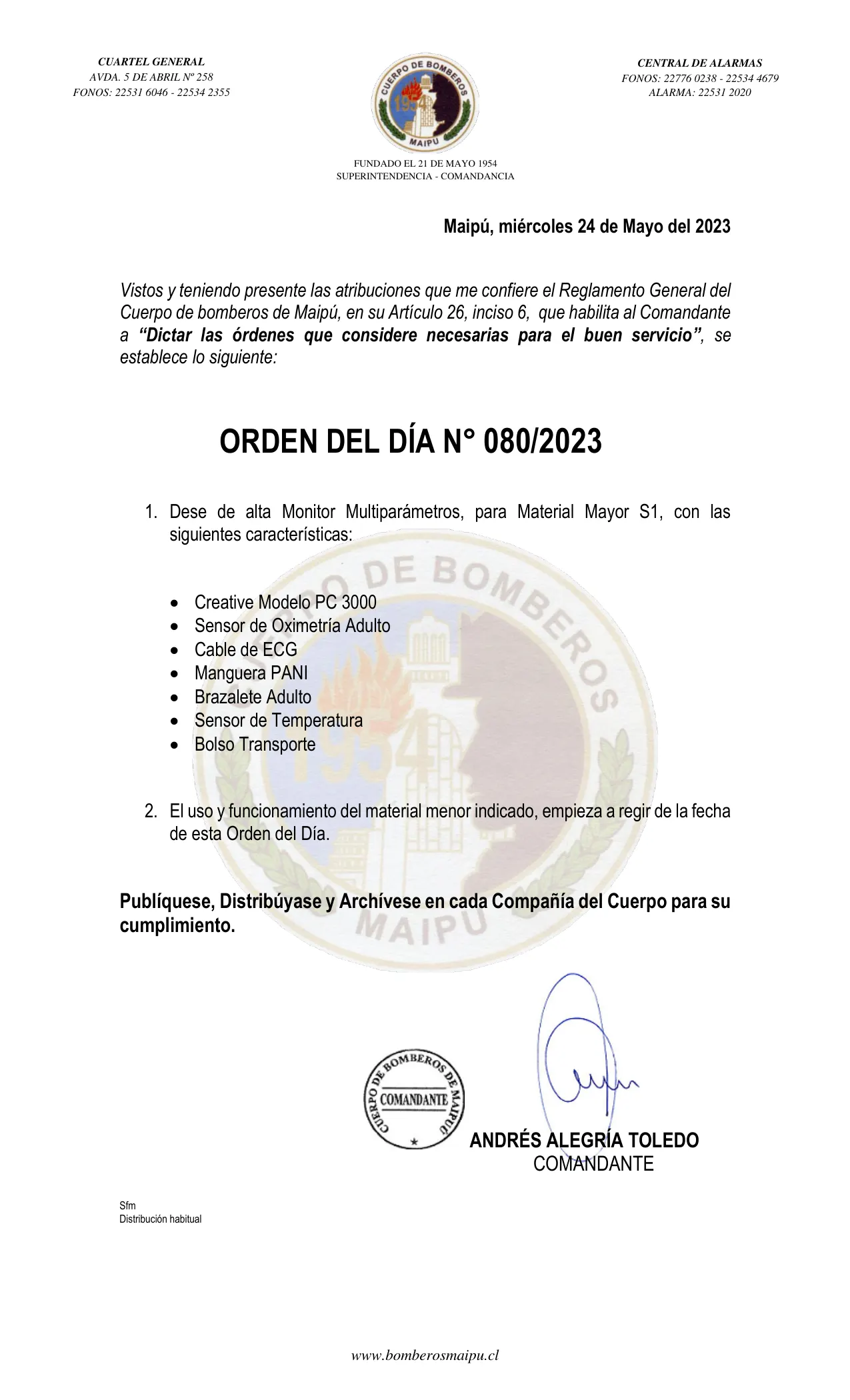 Página 1 de Orden del Día N° 80/2023