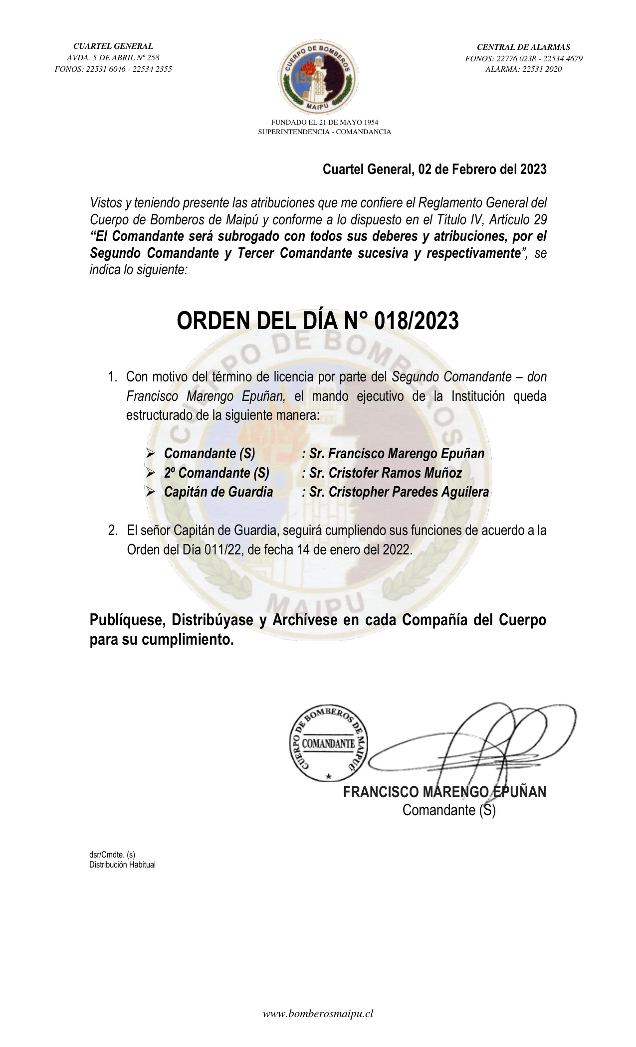 Página 1 de Orden del Día N° 18/2023