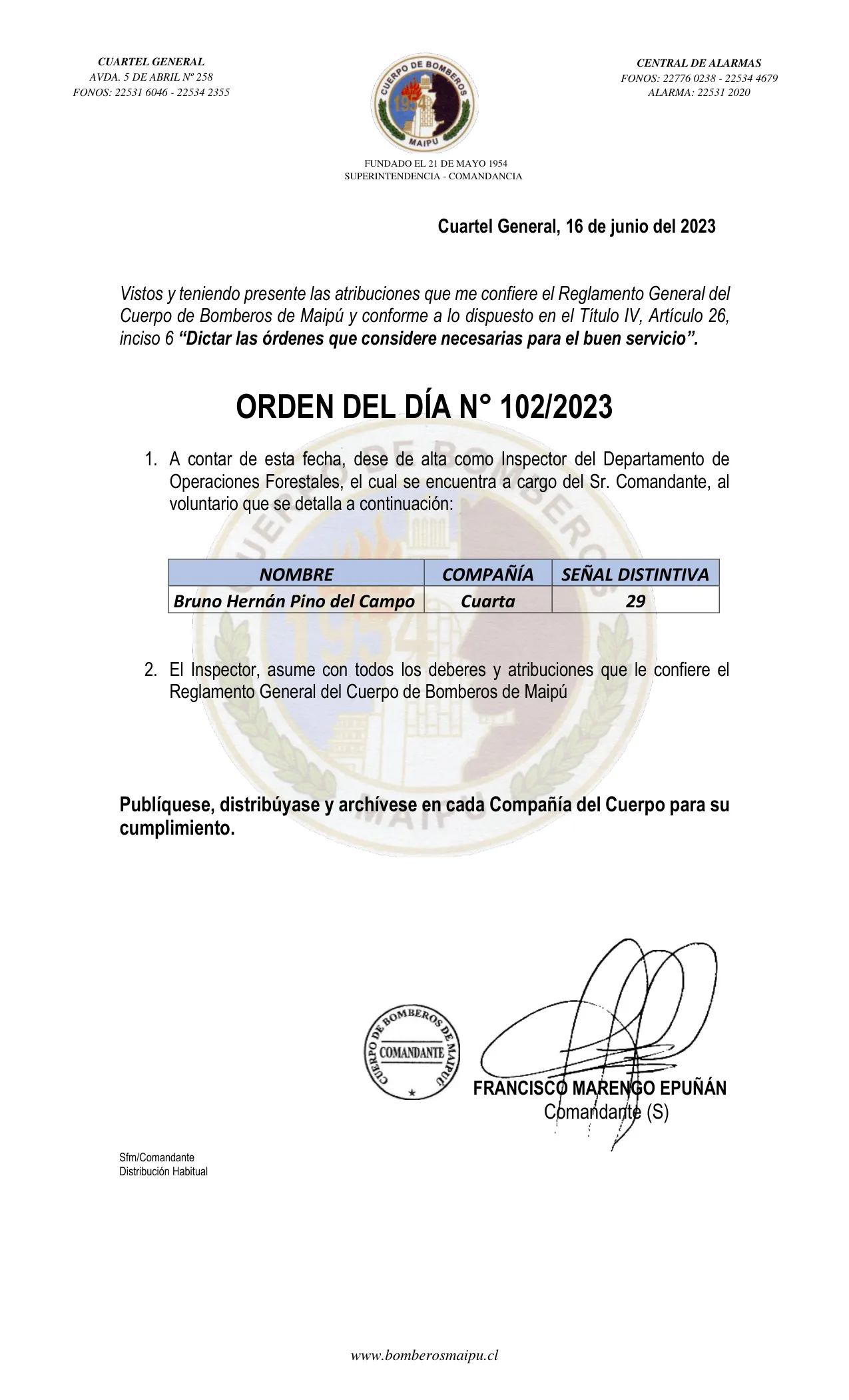 Página 1 de Orden del Día N° 102/2023