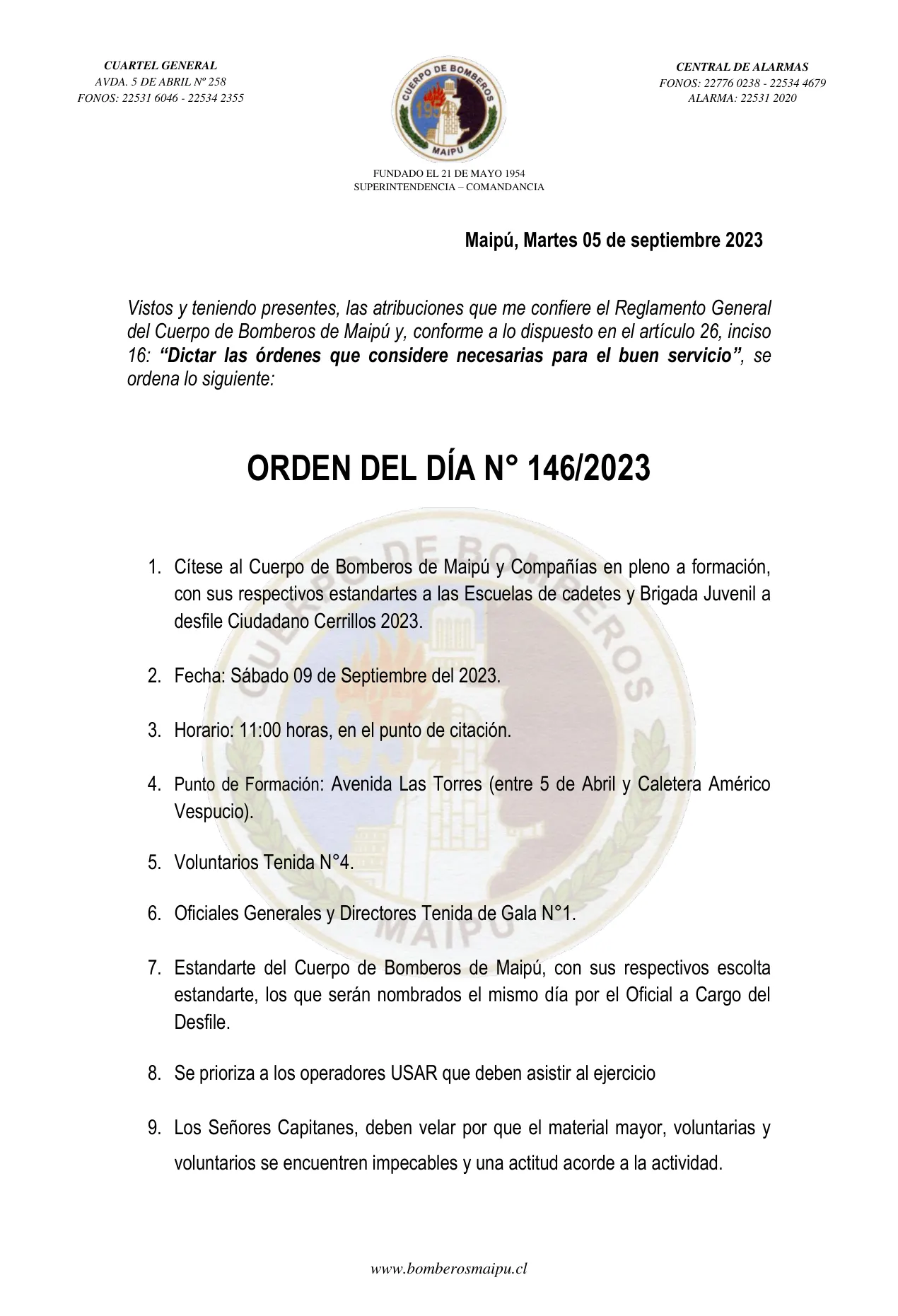 Página 1 de Orden del Día N° 146/2023