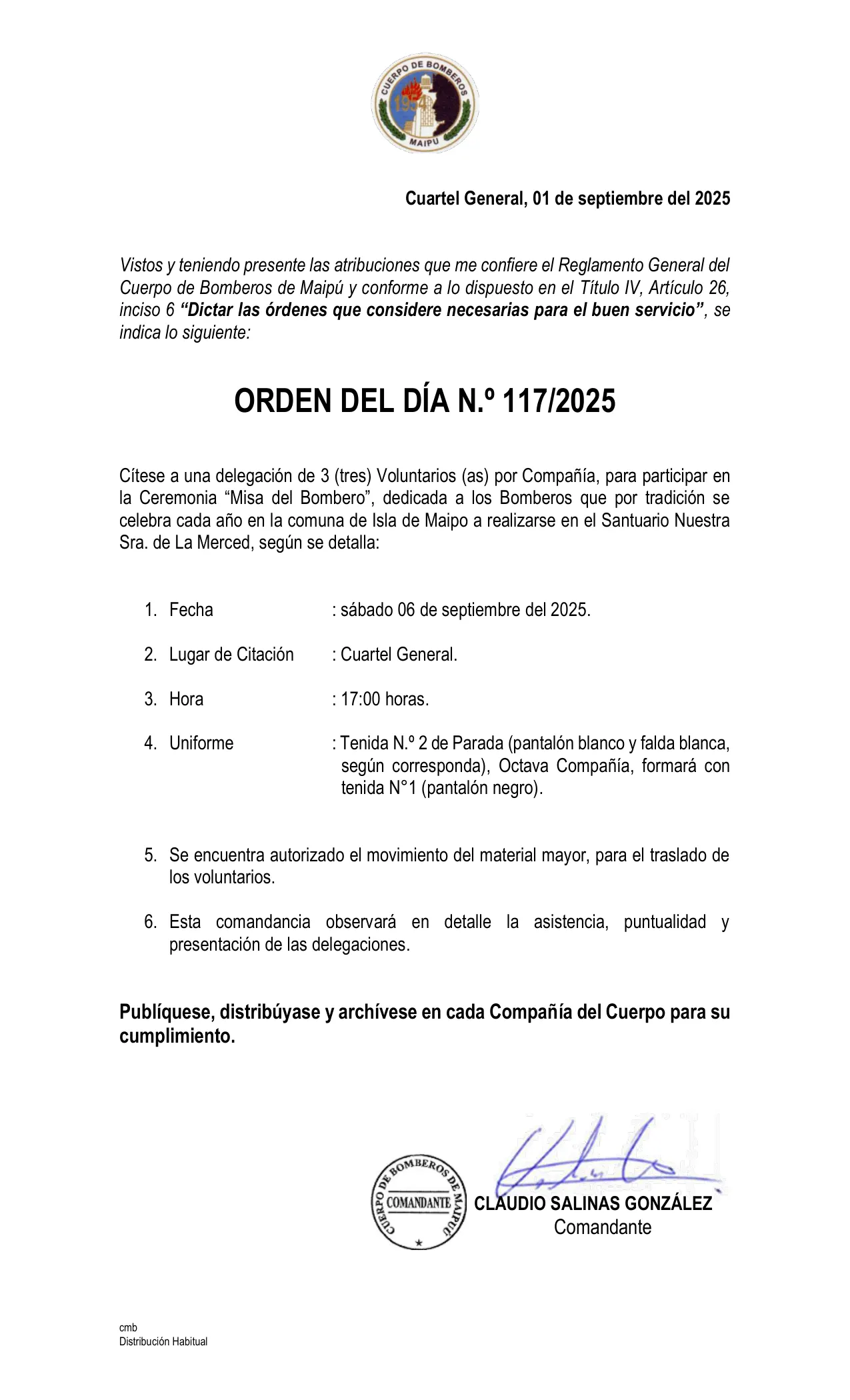Orden del Día N° 117/2025