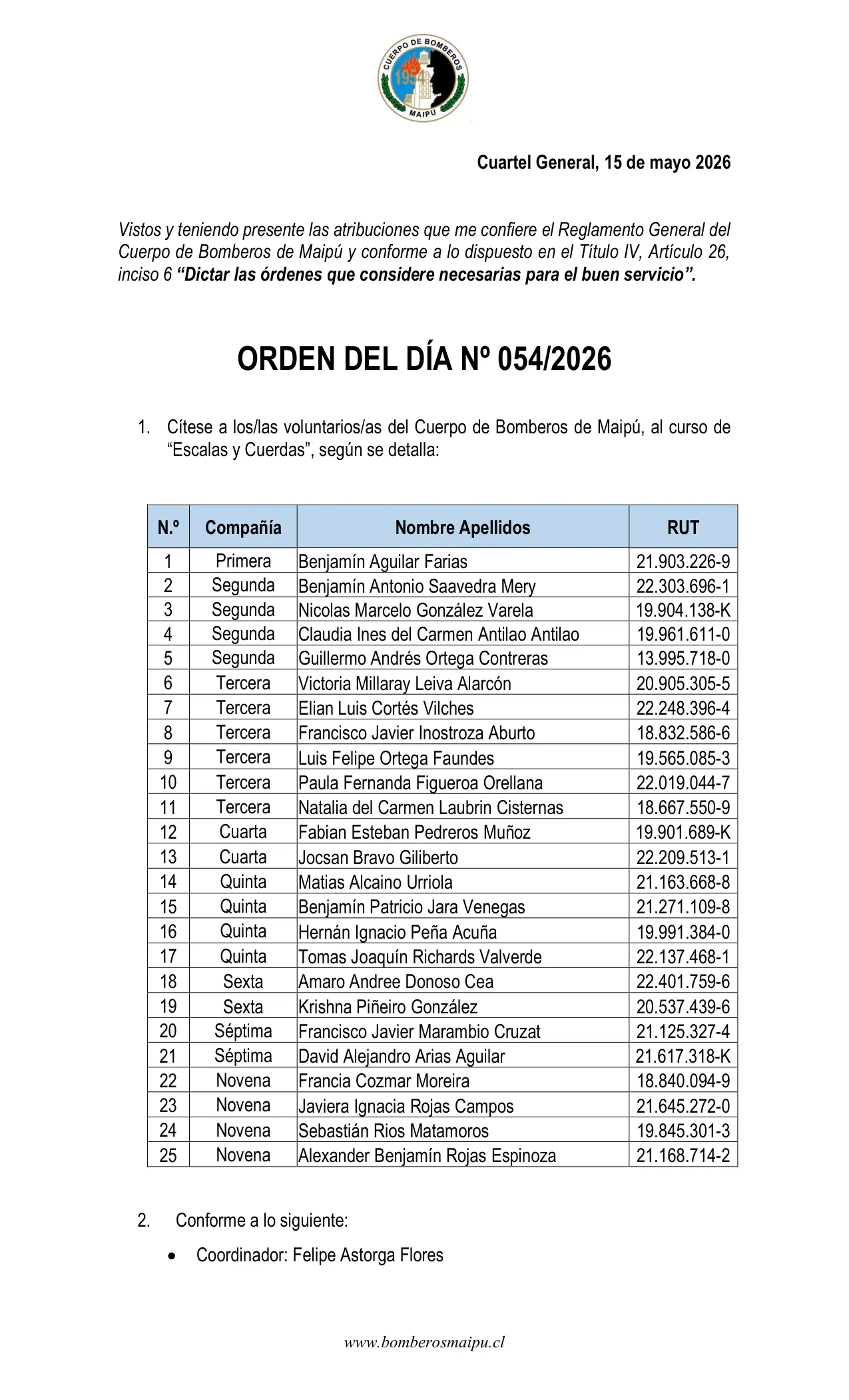 Orden del Día N° 54/2026