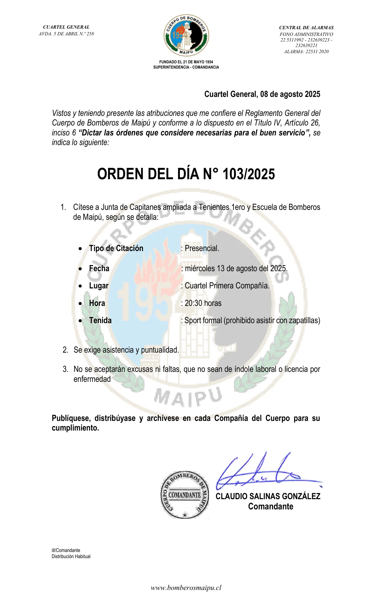Orden del Día N° 103/2025