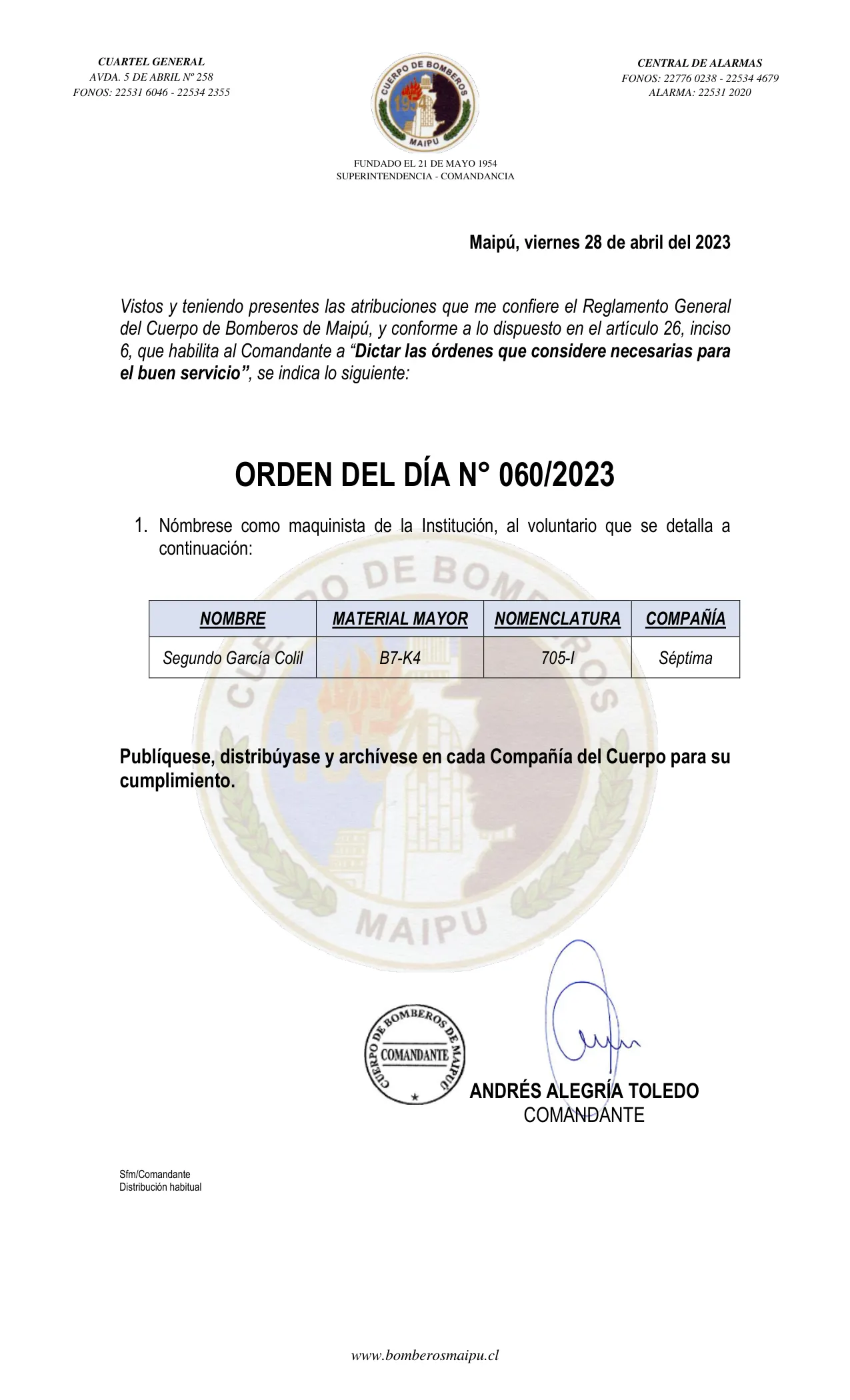Página 1 de Orden del Día N° 60/2023