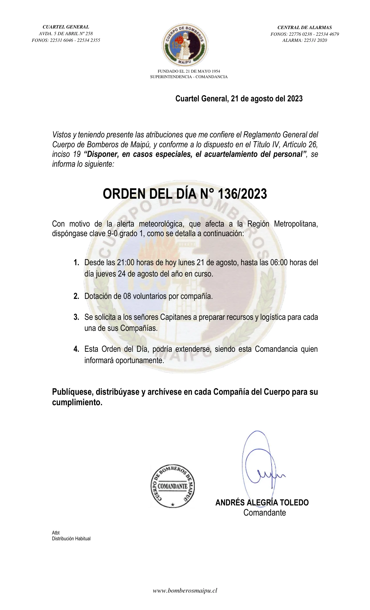 Página 1 de Orden del Día N° 136/2023
