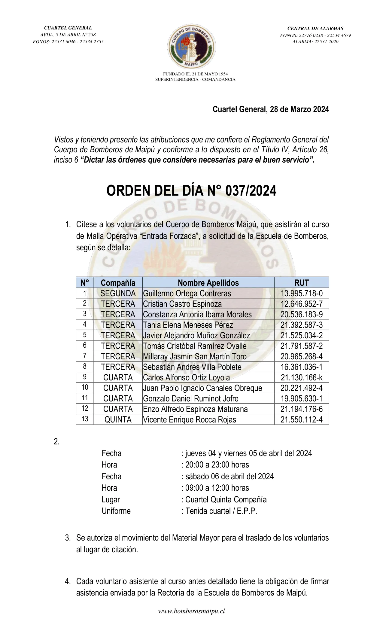 Página 1 de Orden del Día N° 37/2024