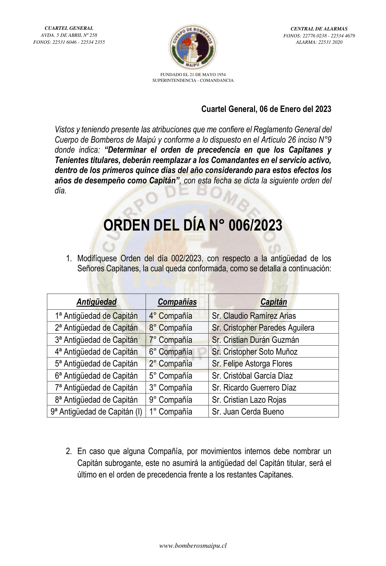 Página 1 de Orden del Día N° 6/2023