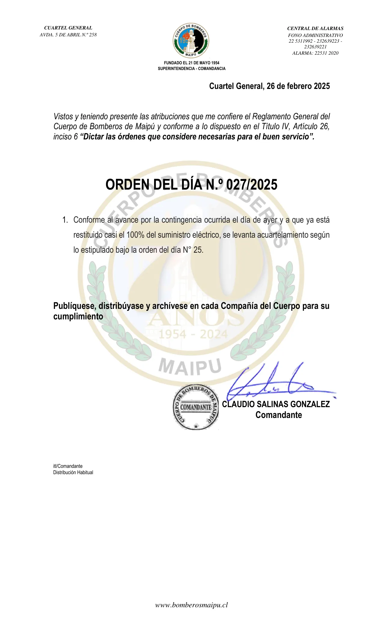 Página 1 de Orden del Día N° 27/2025