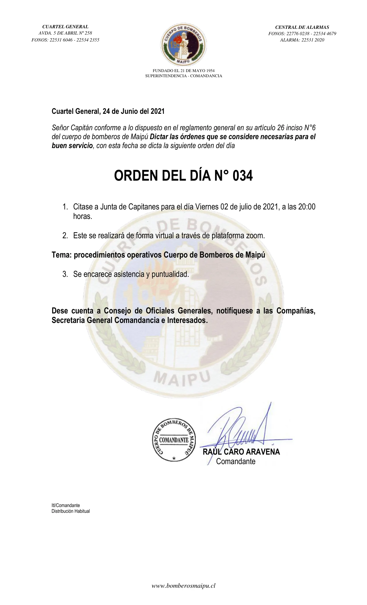 Página 1 de Orden del Día N° 34/2021