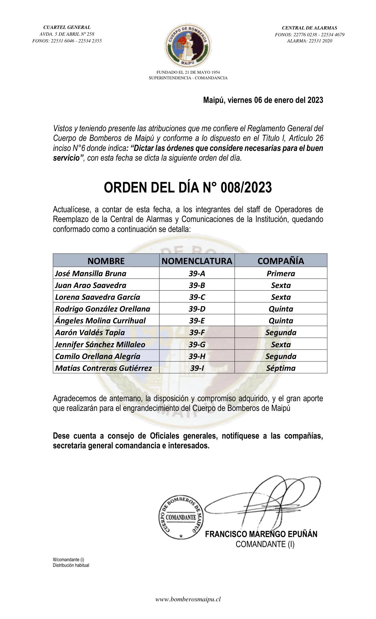 Página 1 de Orden del Día N° 8/2023