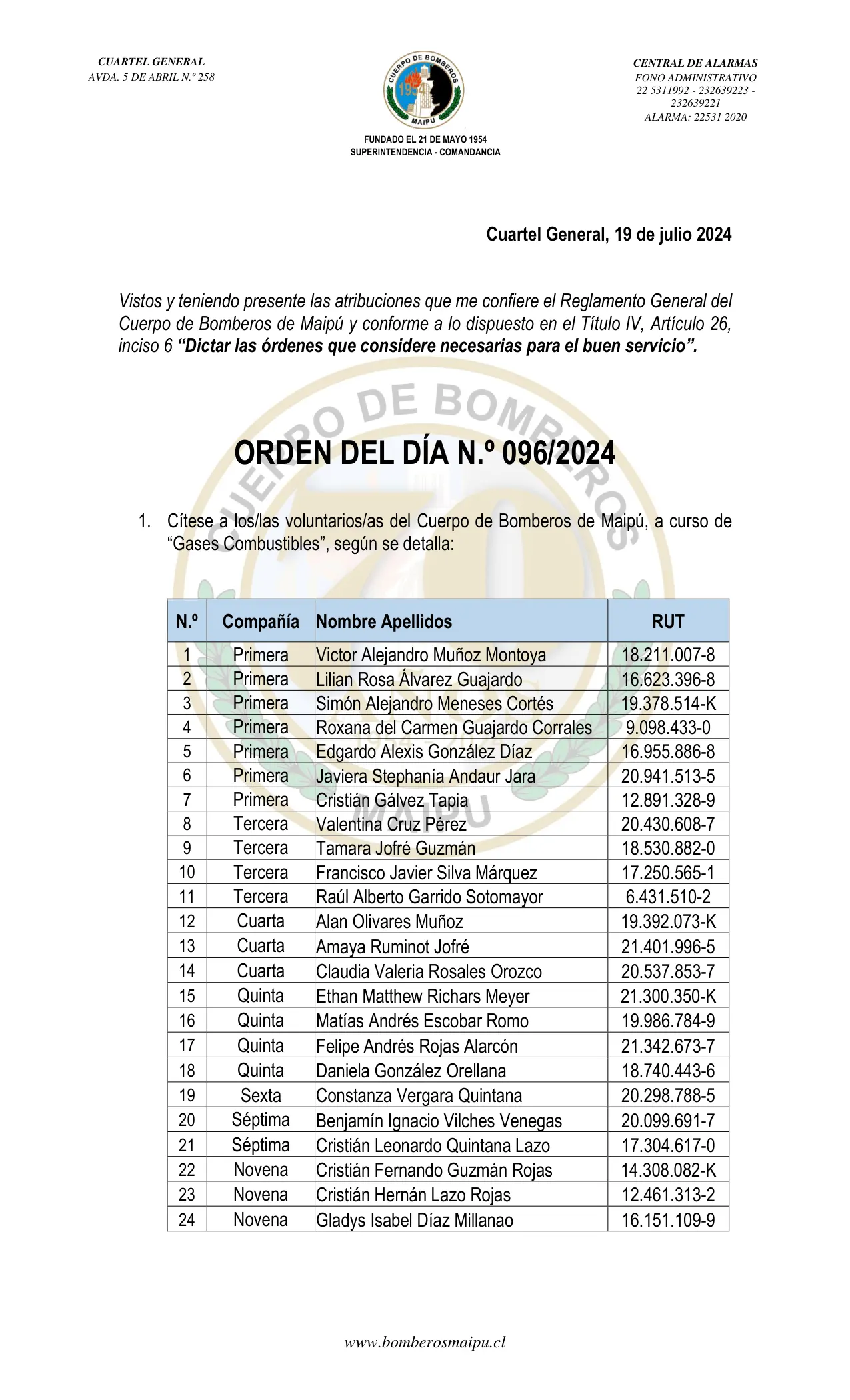 Página 1 de Orden del Día N° 96/2024