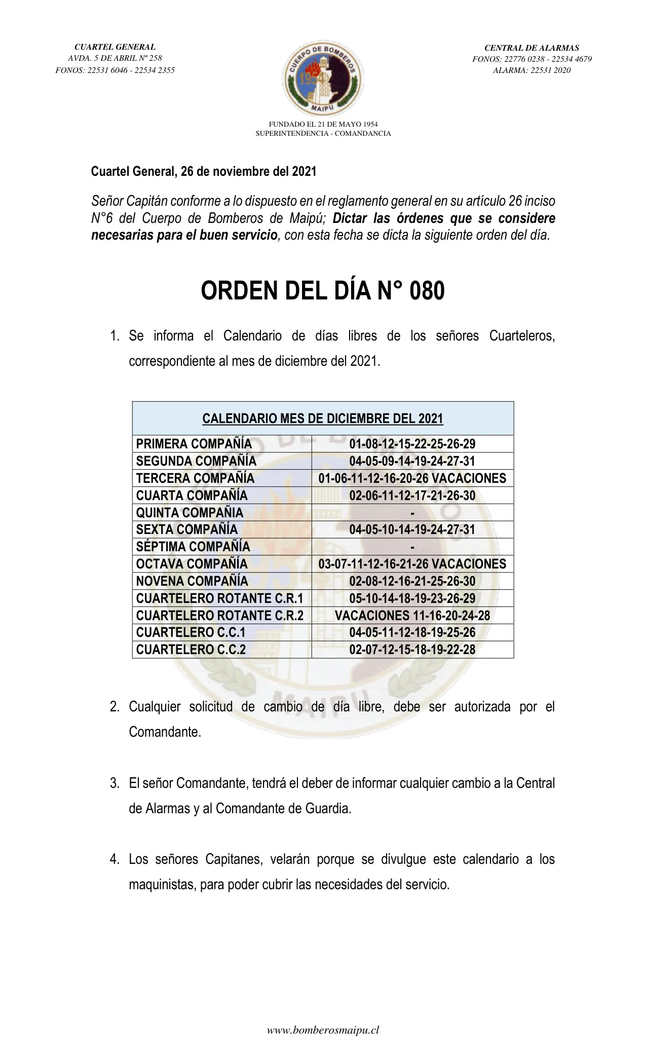 Página 1 de Orden del Día N° 80/2021