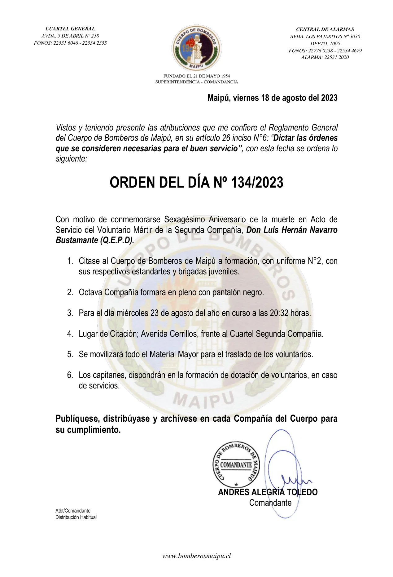 Página 1 de Orden del Día N° 134/2023