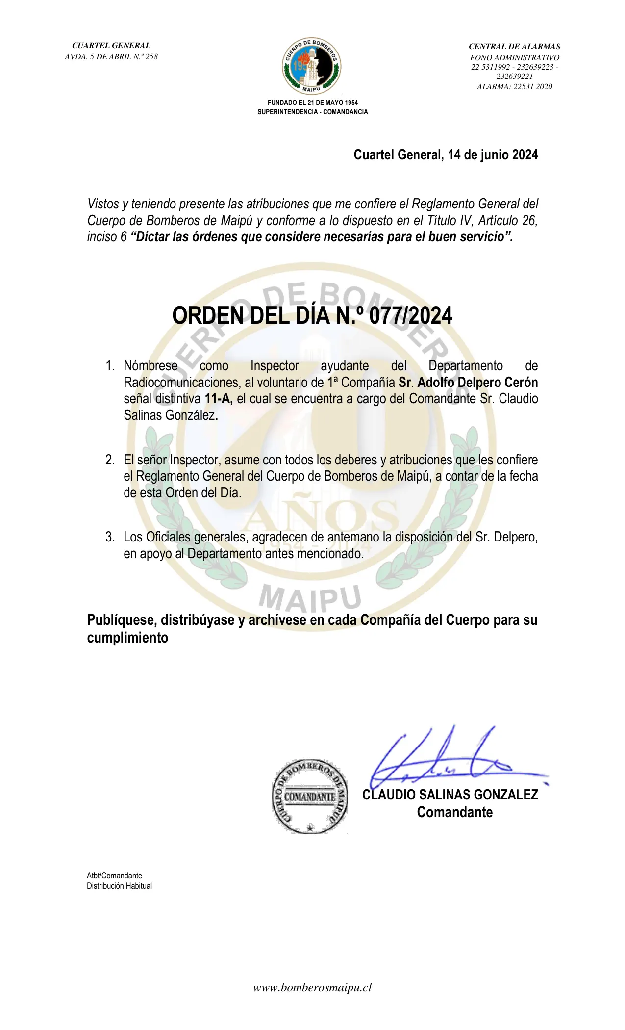 Página 1 de Orden del Día N° 77/2024