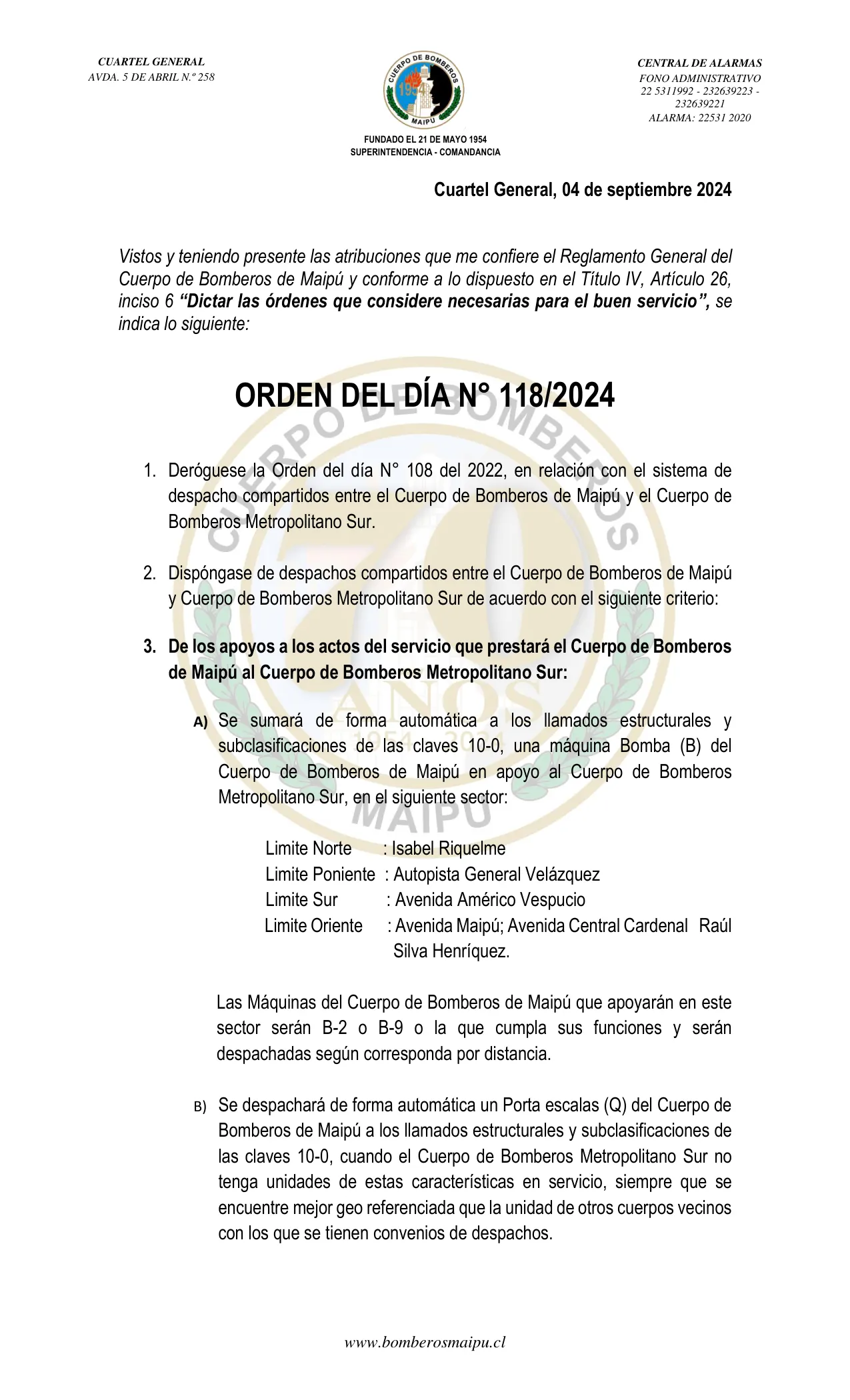 Página 1 de Orden del Día N° 118/2024