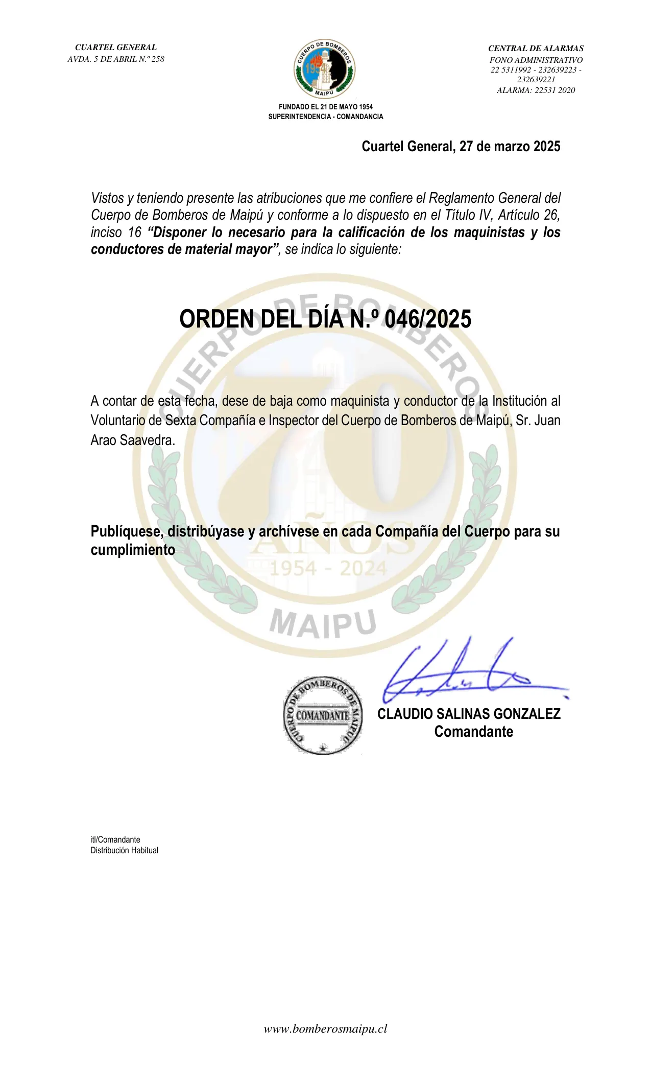 Página 1 de Orden del Día N° 46/2025