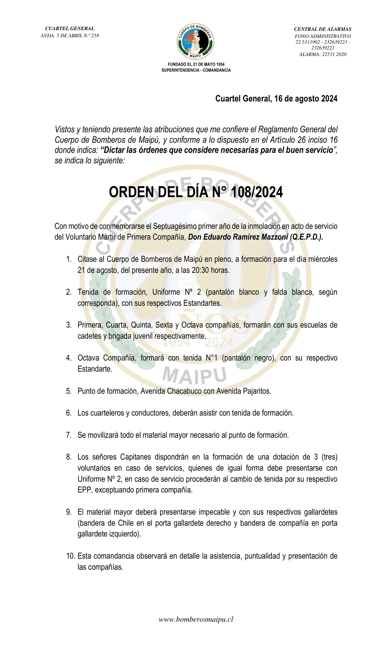 Página 1 de Orden del Día N° 108/2024
