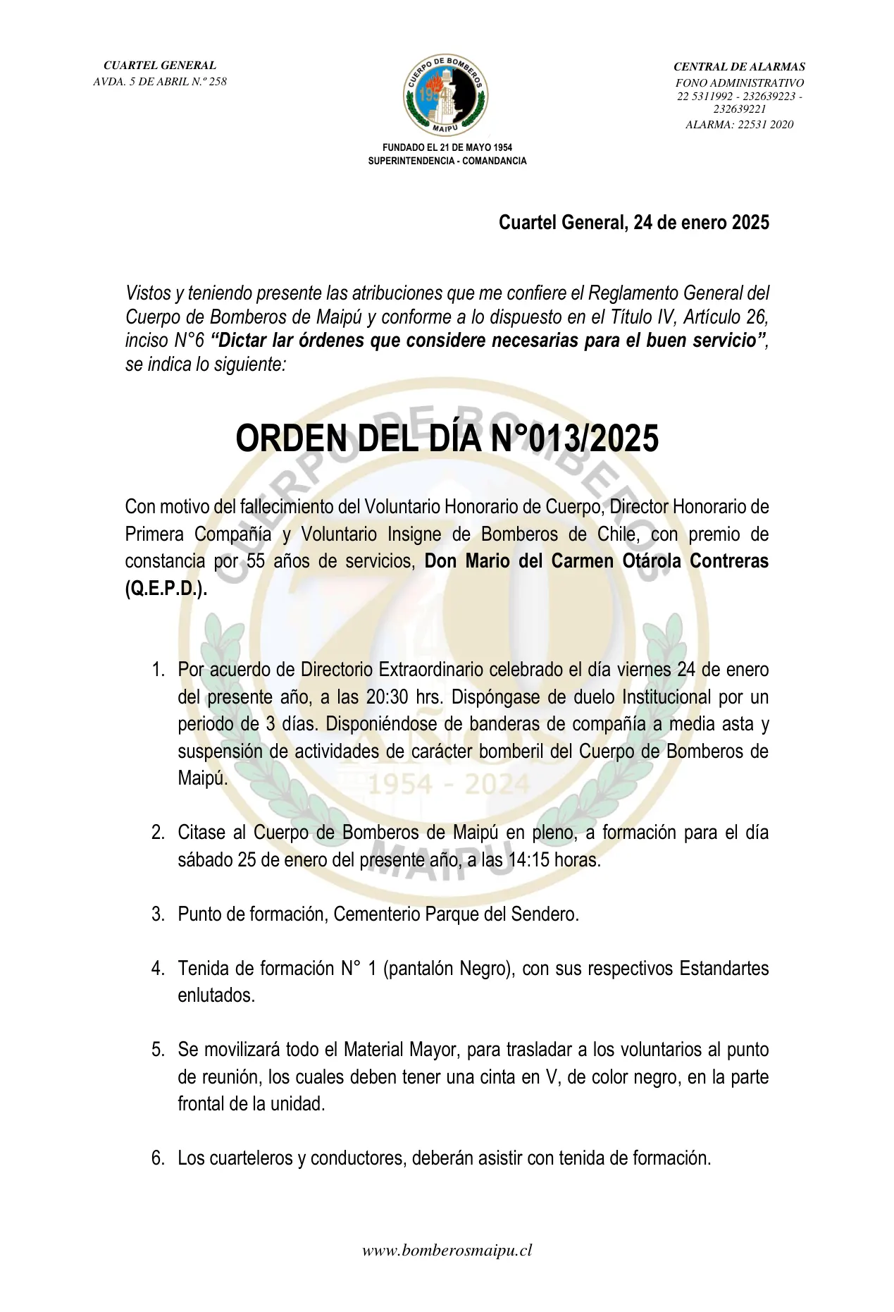 Página 1 de Orden del Día N° 13/2025