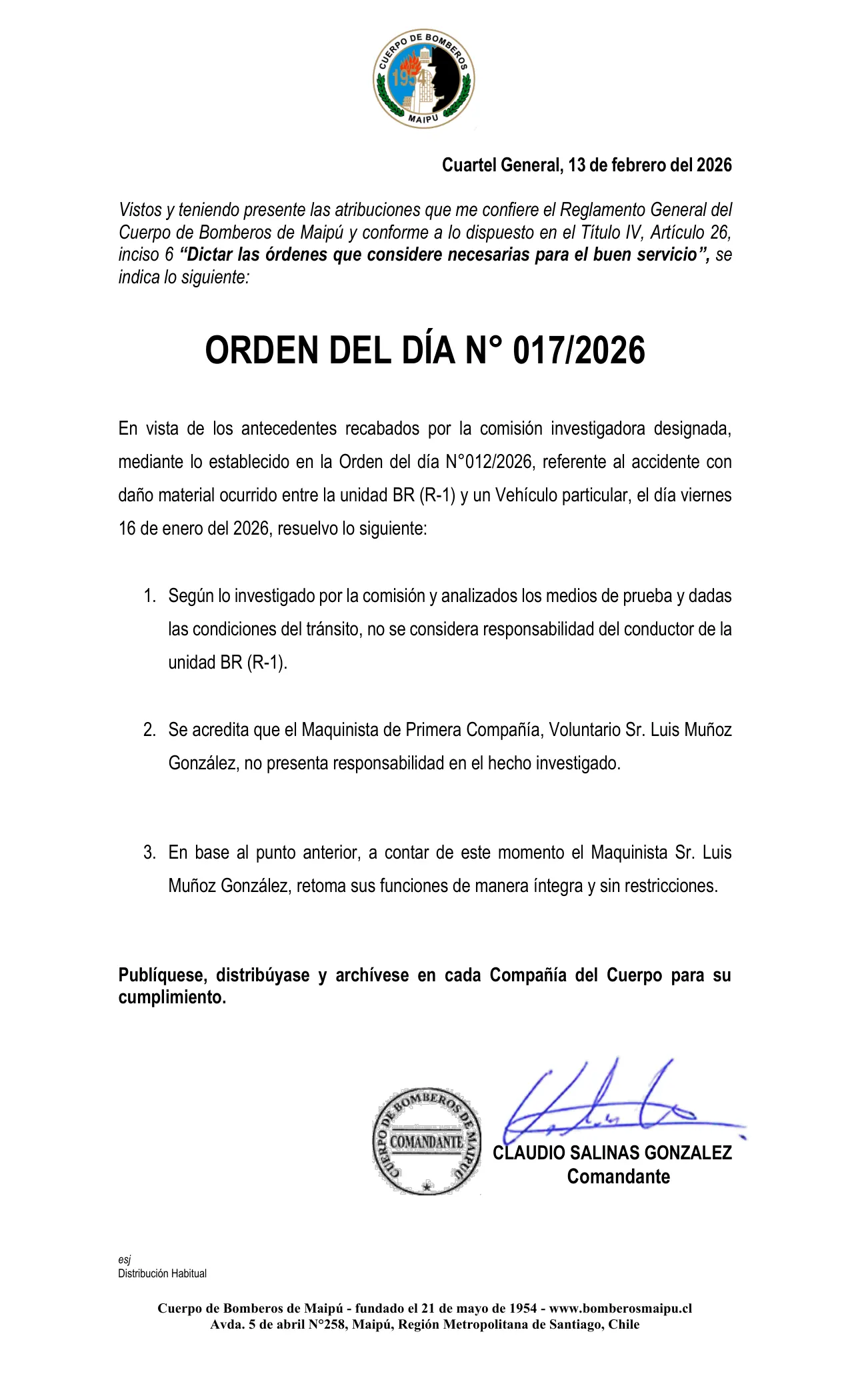Orden del Día N° 17/2026
