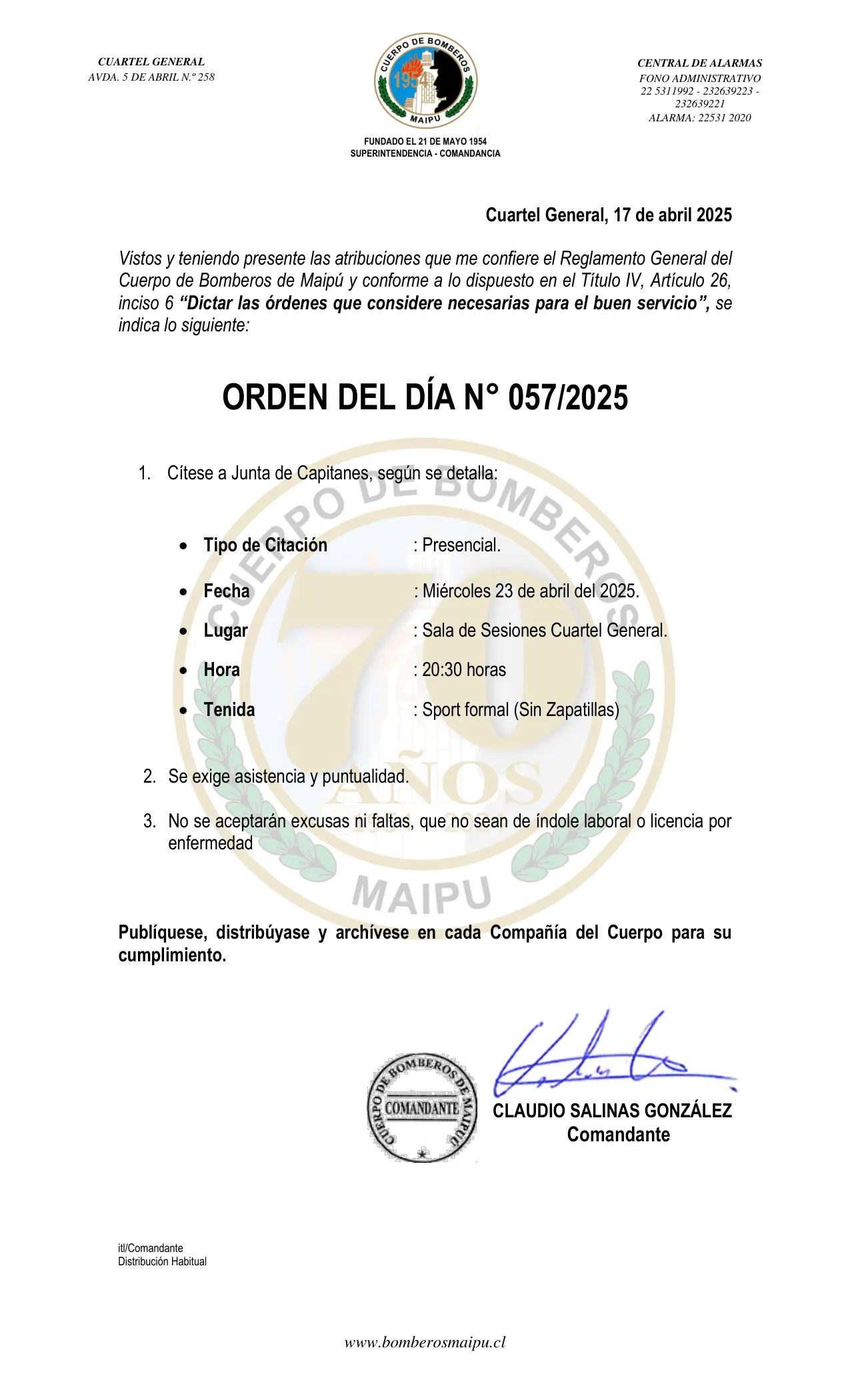 Orden del Día N° 57/2025