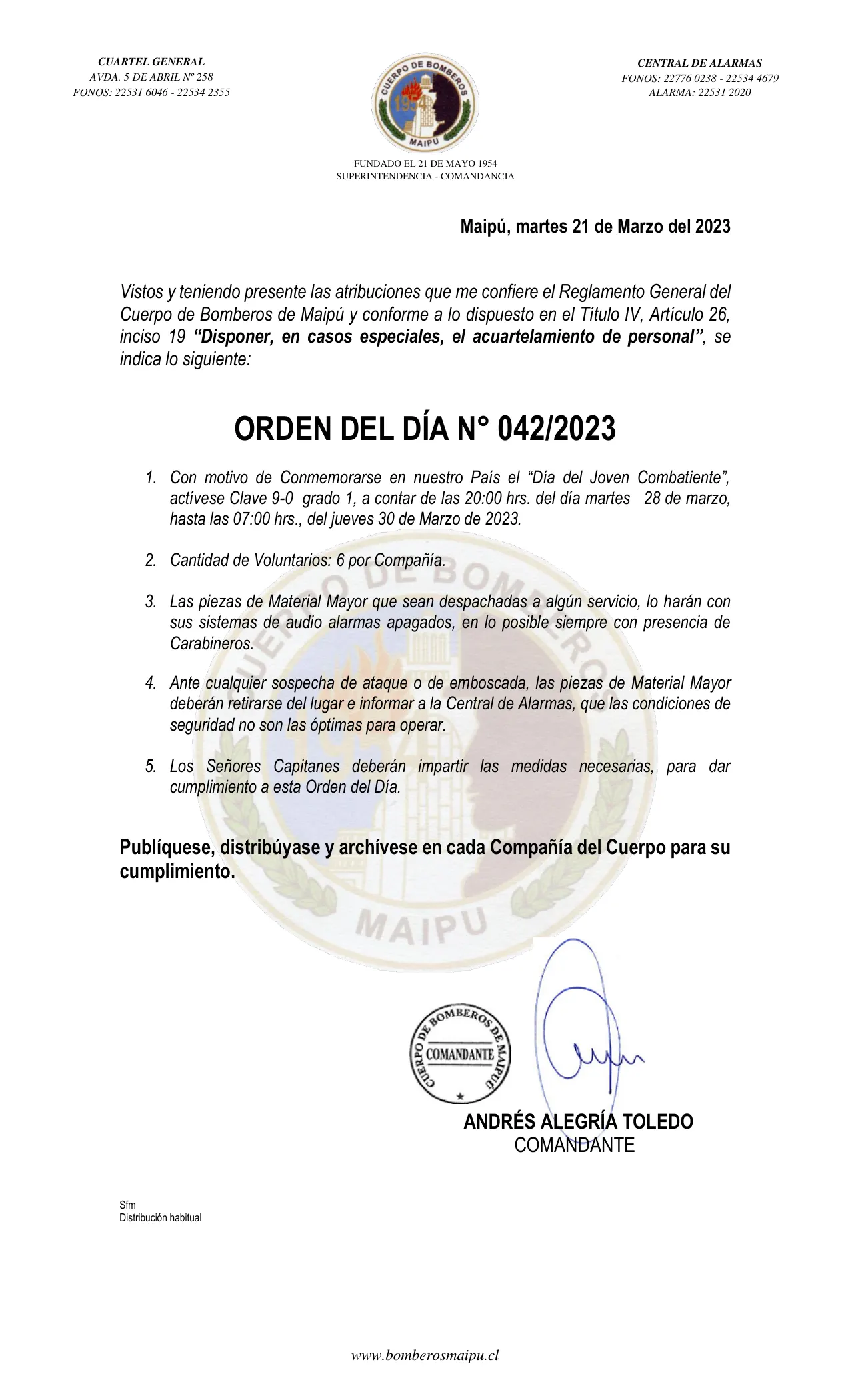 Página 1 de Orden del Día N° 42/2023