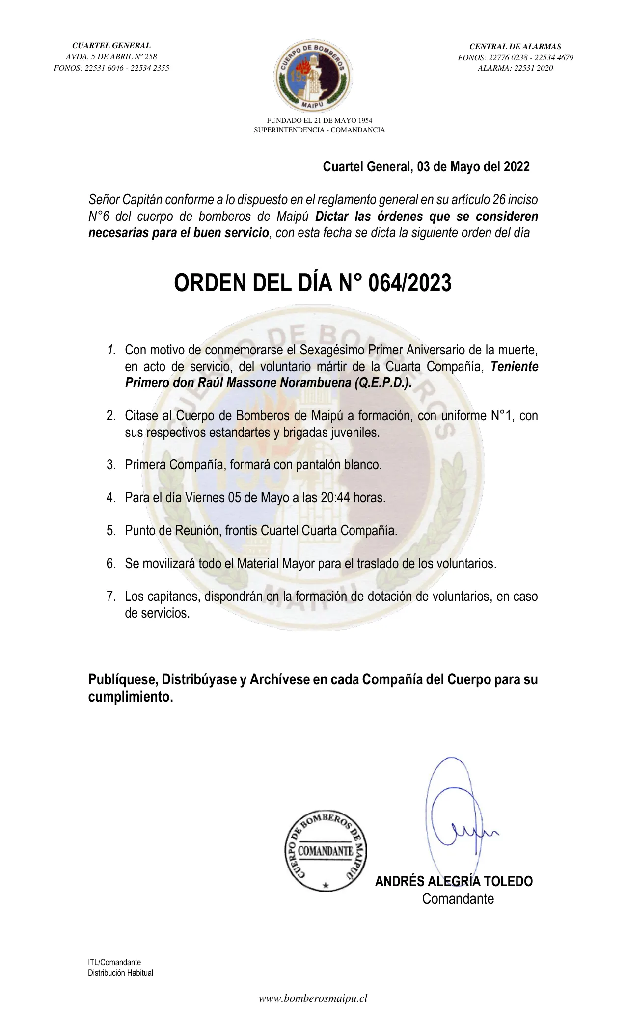Página 1 de Orden del Día N° 64/2023