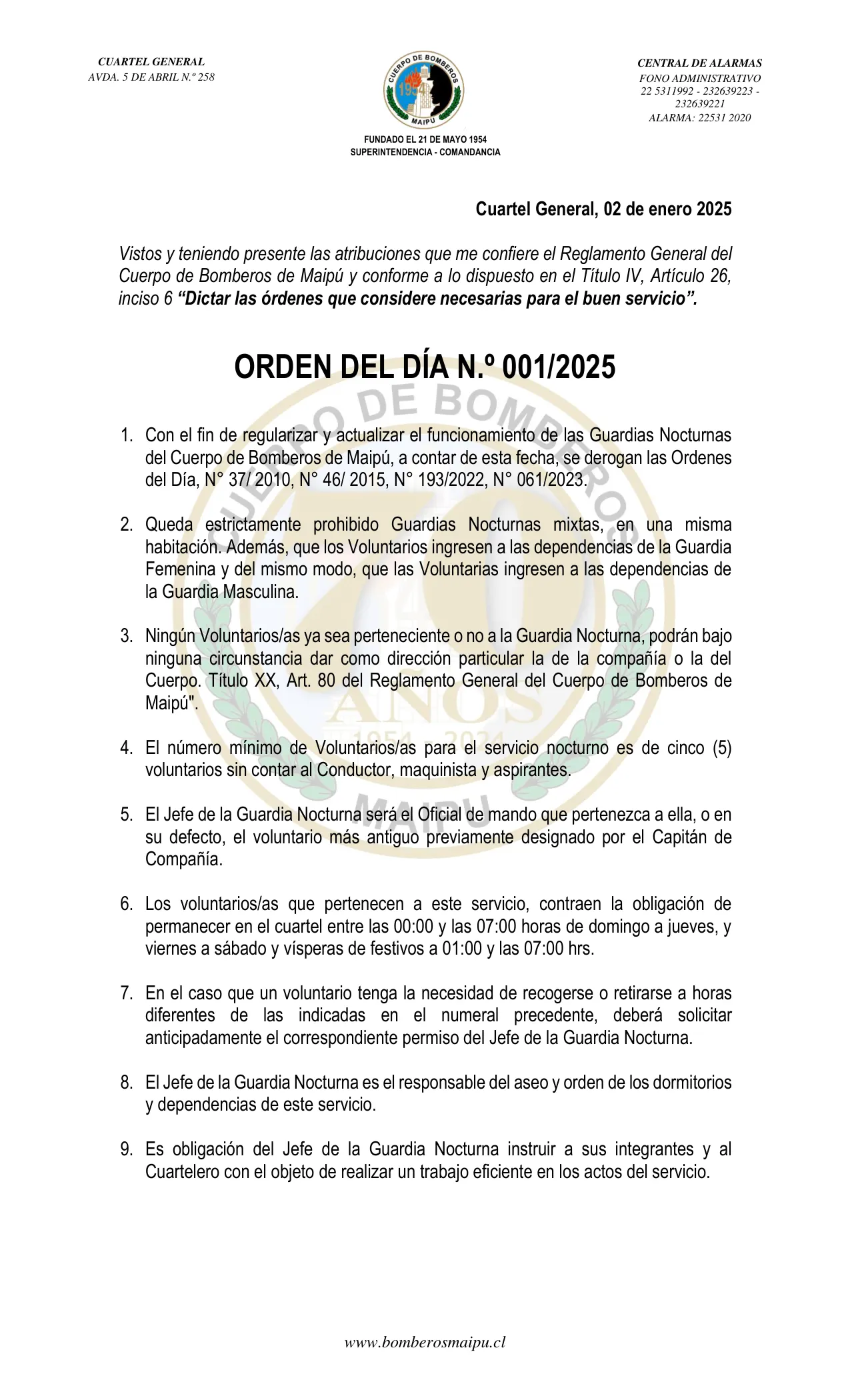 Página 1 de Orden del Día N° 1/2025