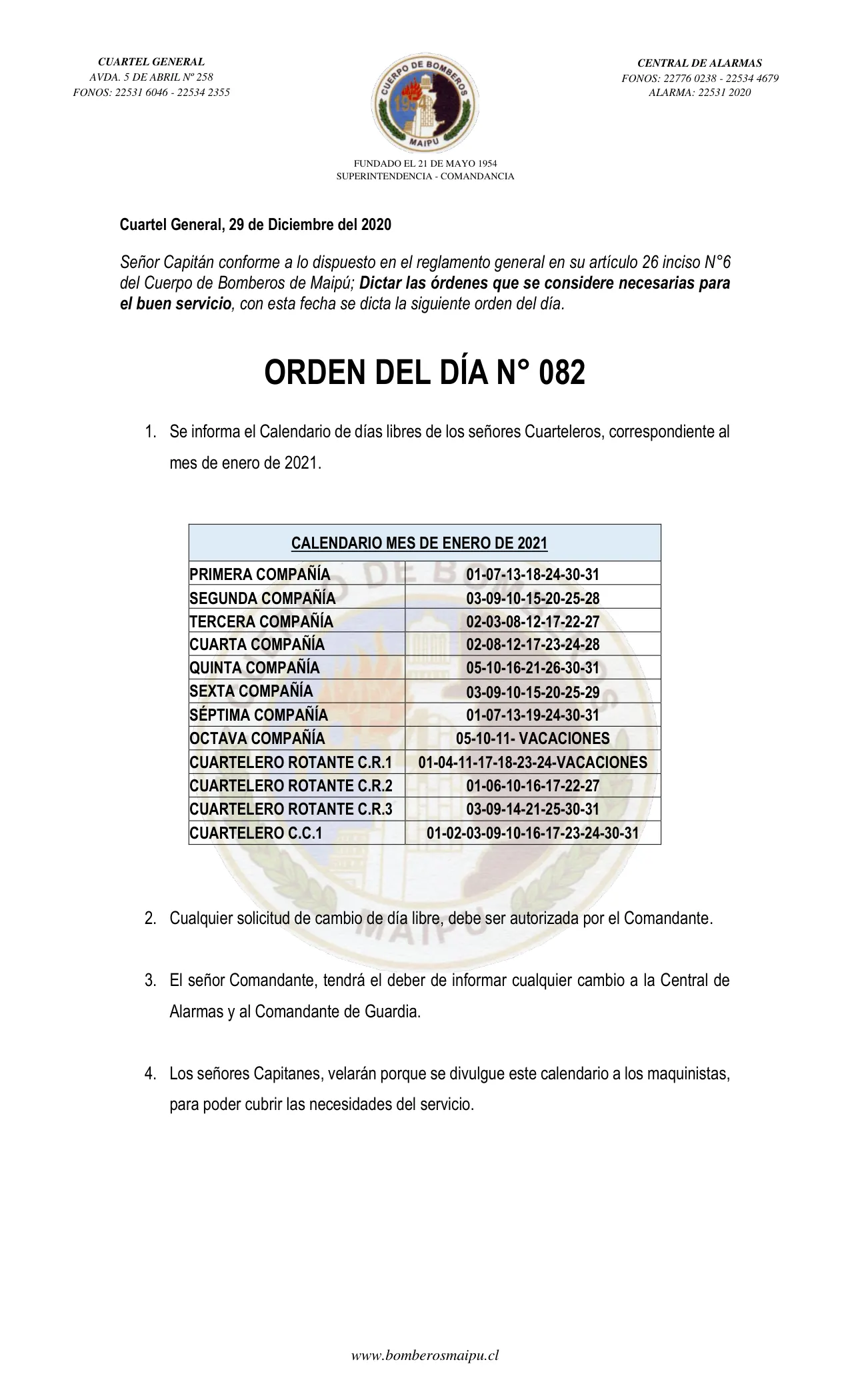 Página 1 de Orden del Día N° 82/2020