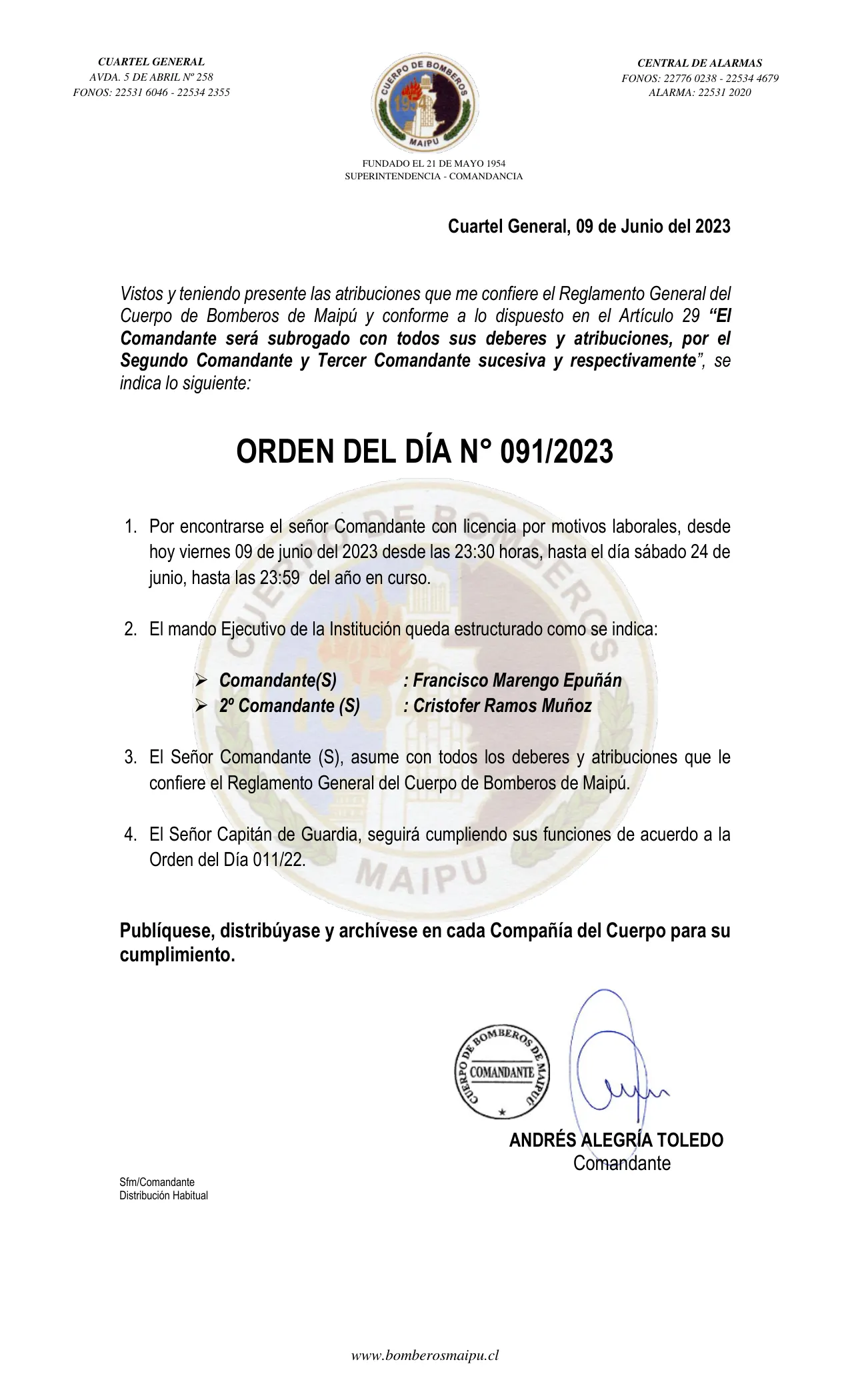 Página 1 de Orden del Día N° 91/2023