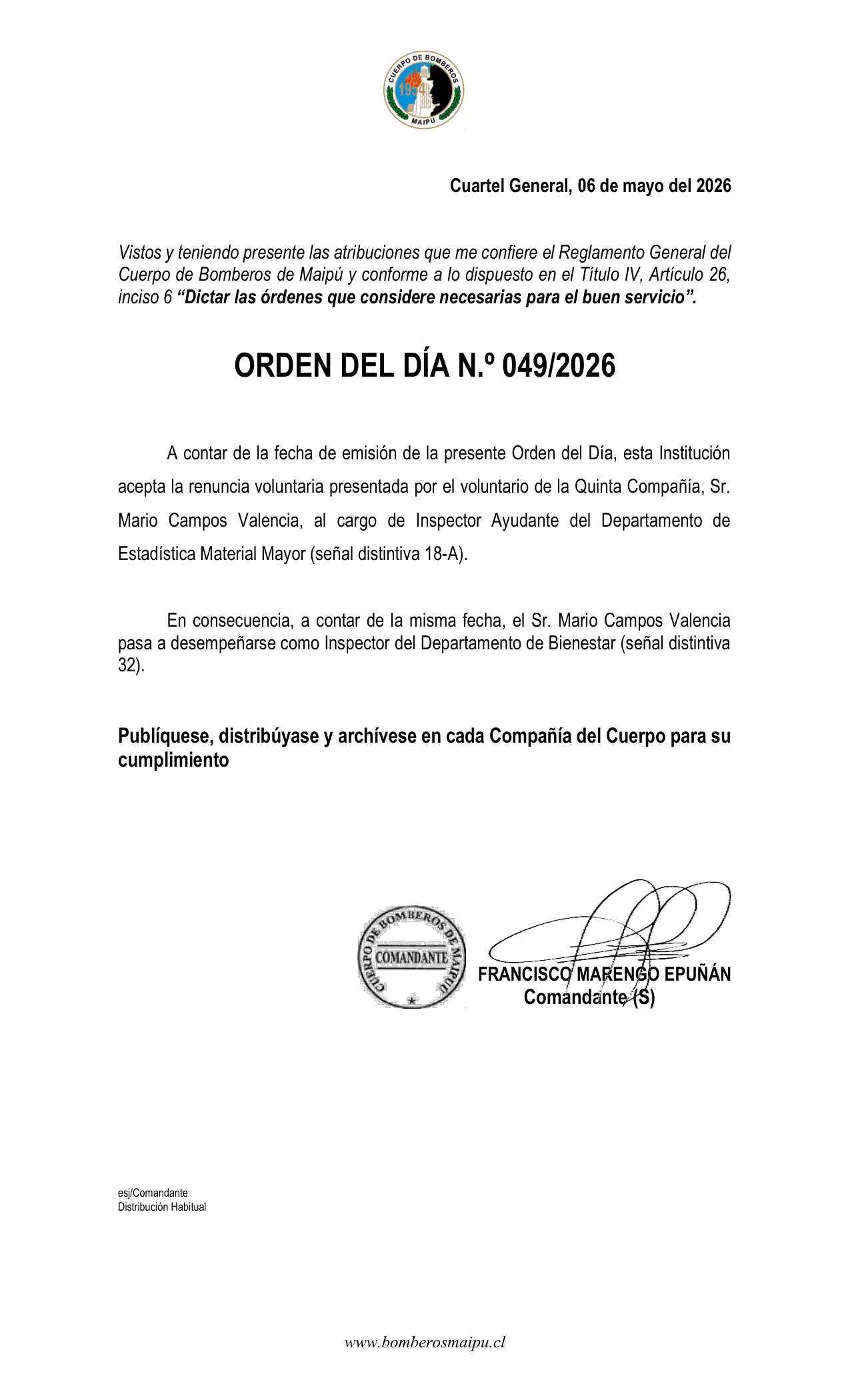 Página 1 de Orden del Día N° 49/2026