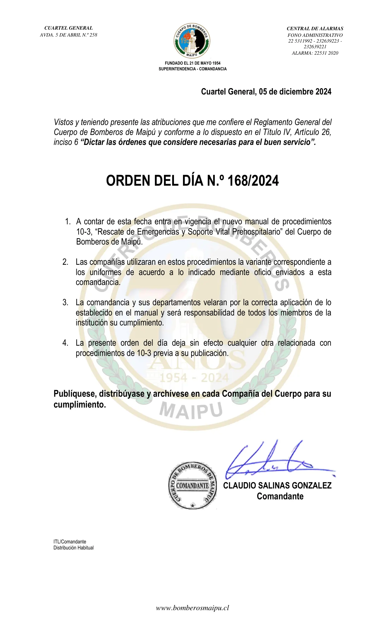Página 1 de Orden del Día N° 168/2024