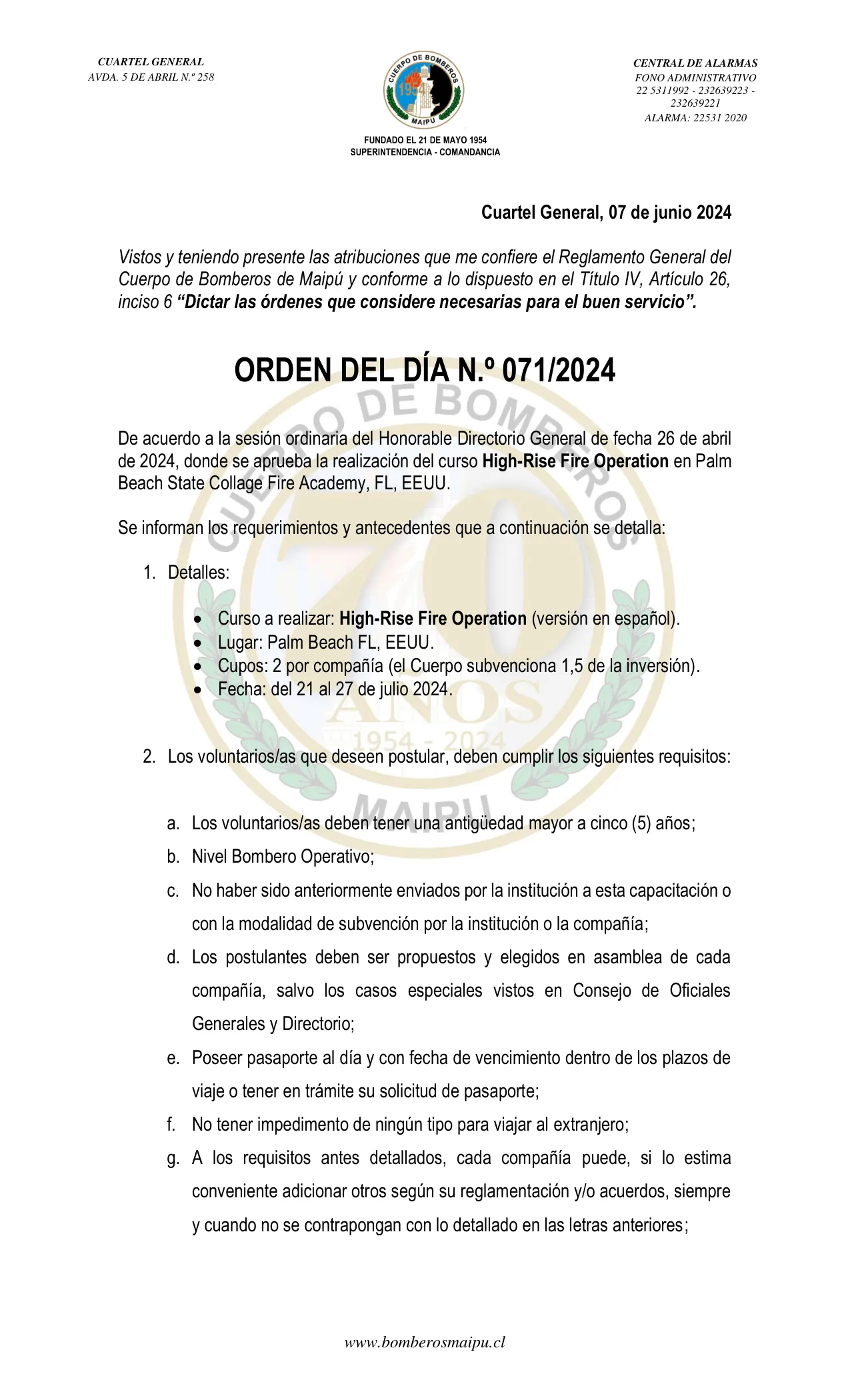 Página 1 de Orden del Día N° 72/2024