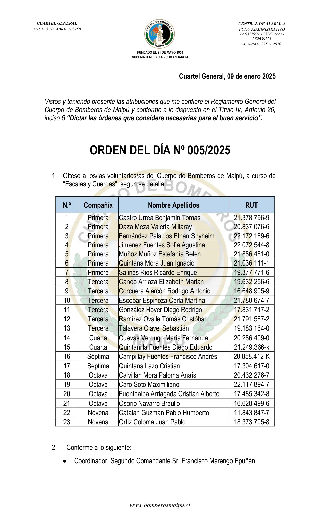 Página 1 de Orden del Día N° 5/2025