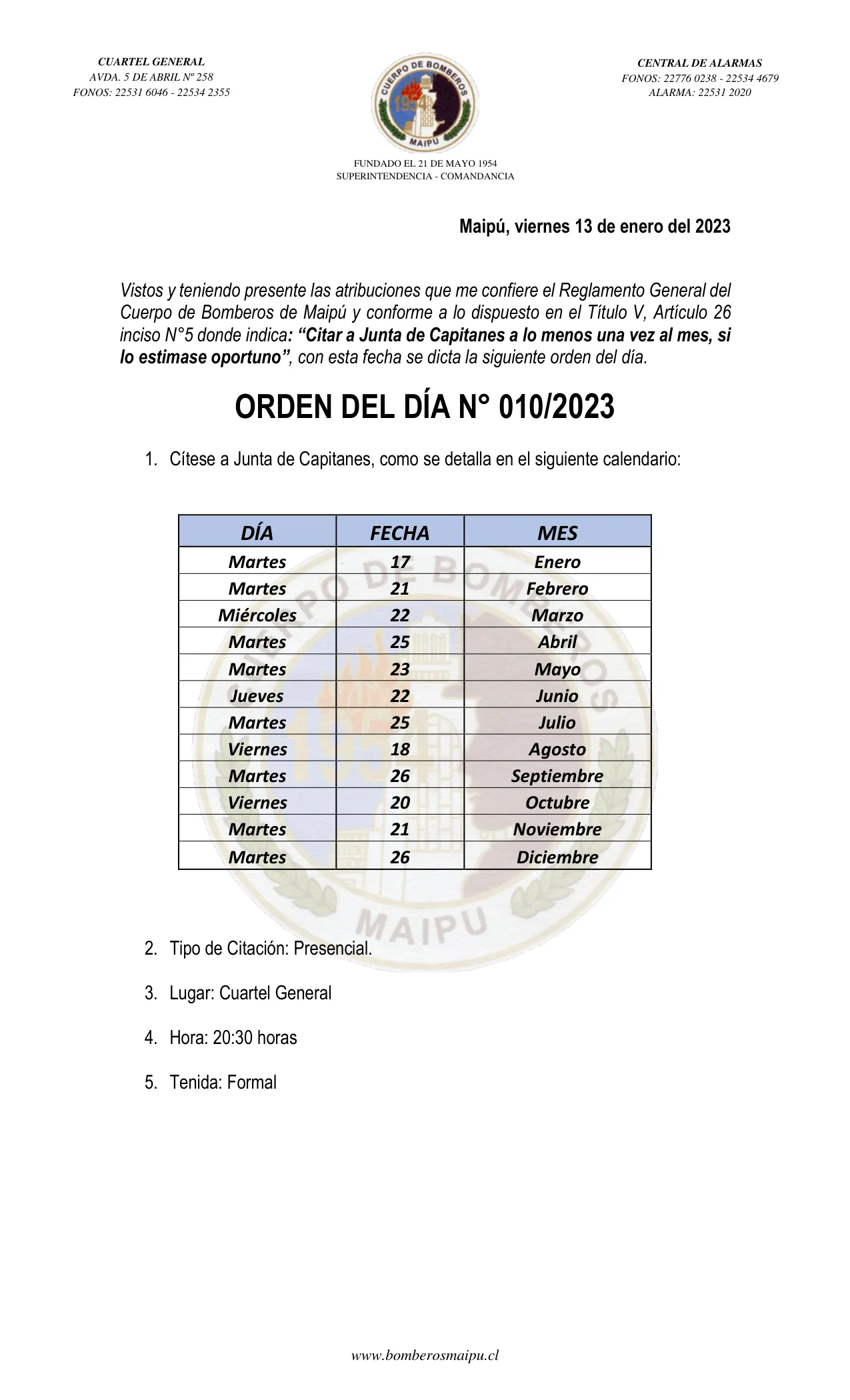 Página 1 de Orden del Día N° 10/2023