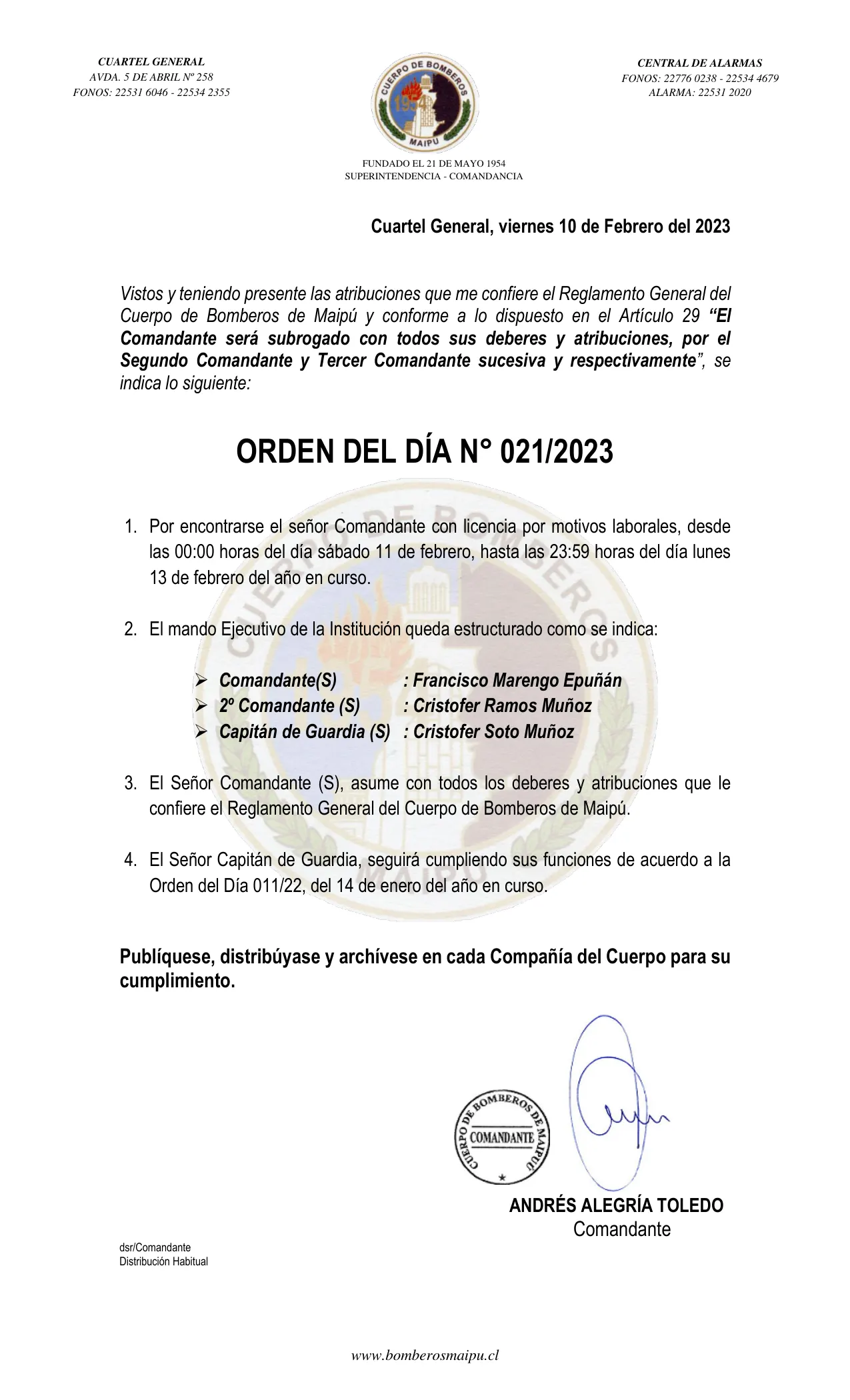 Página 1 de Orden del Día N° 21/2023