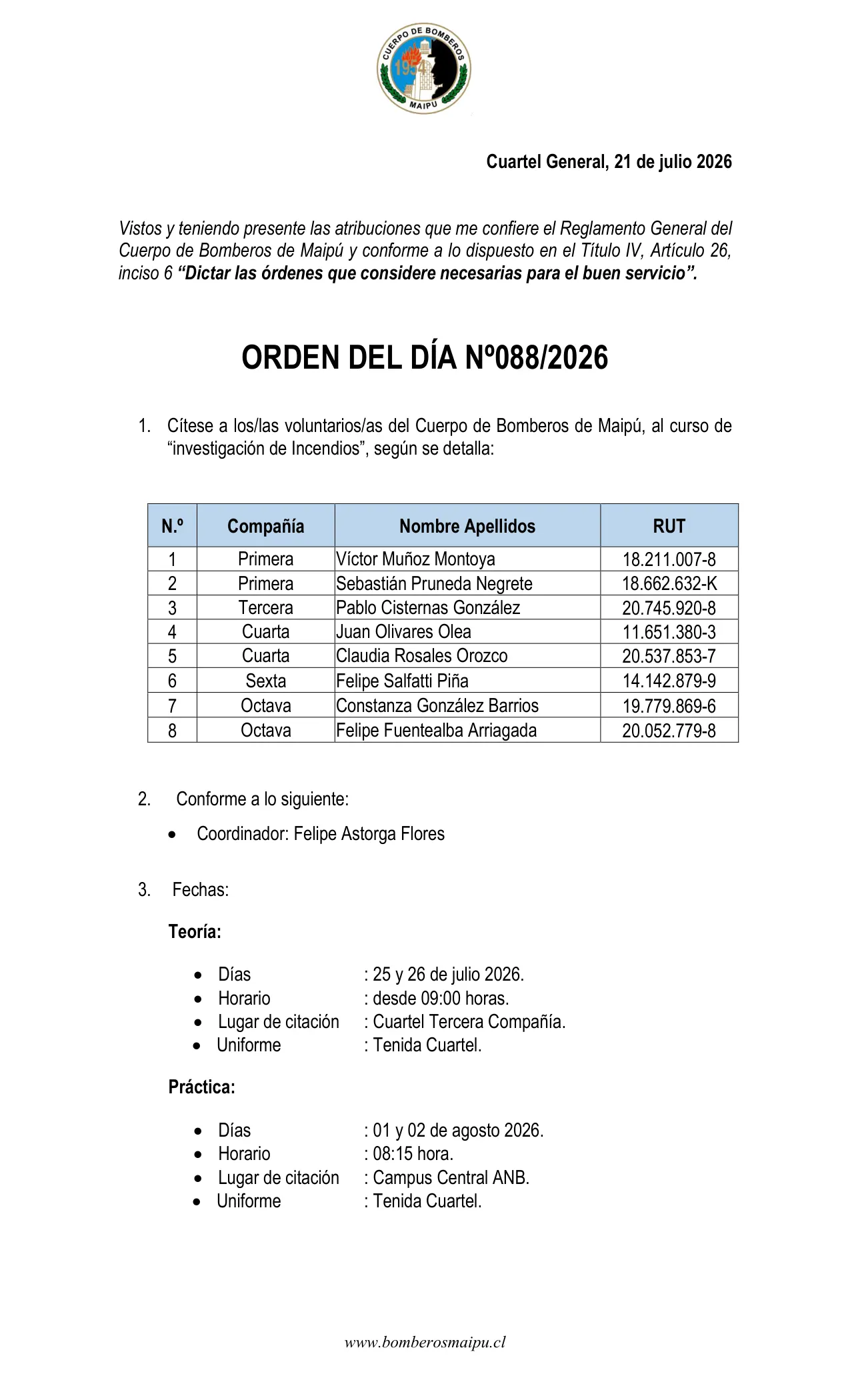 Orden del Día N° 88/2026