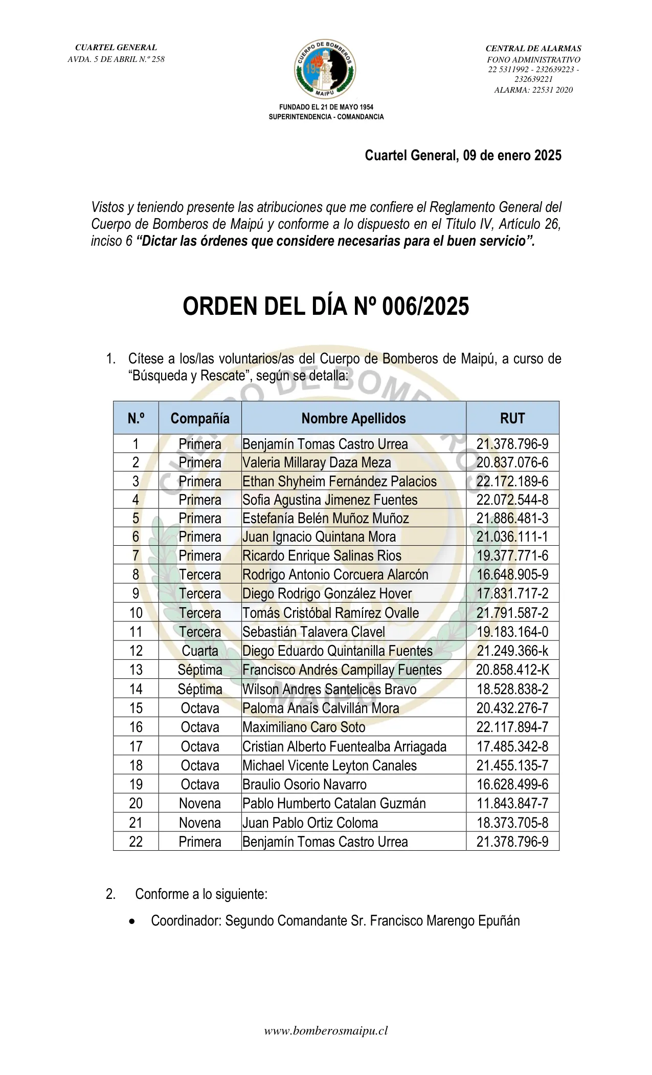 Página 1 de Orden del Día N° 6/2025