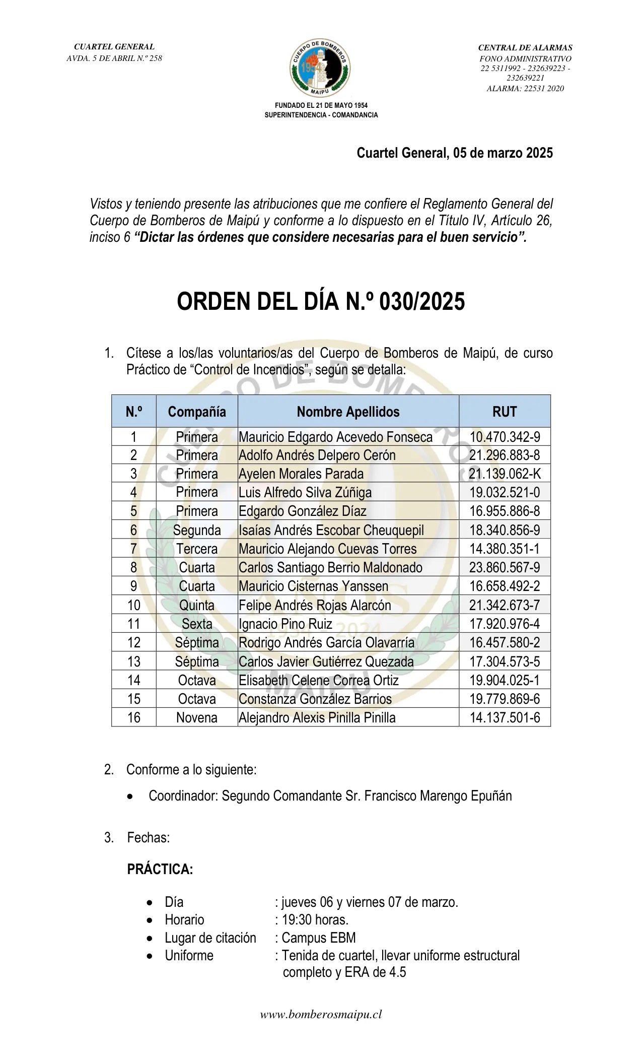 Página 1 de Orden del Día N° 30/2025