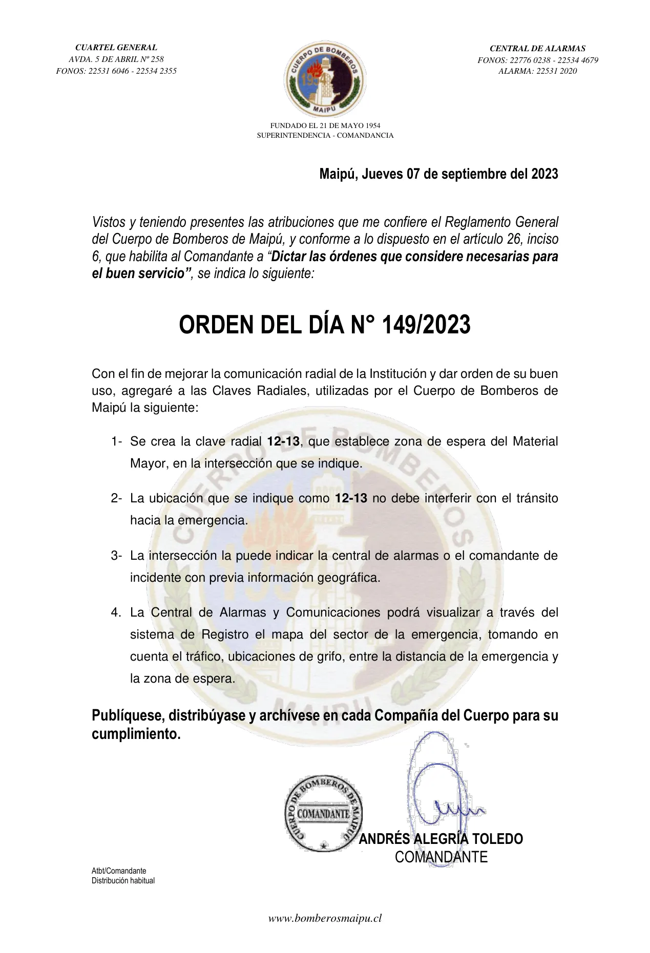 Página 1 de Orden del Día N° 149/2023
