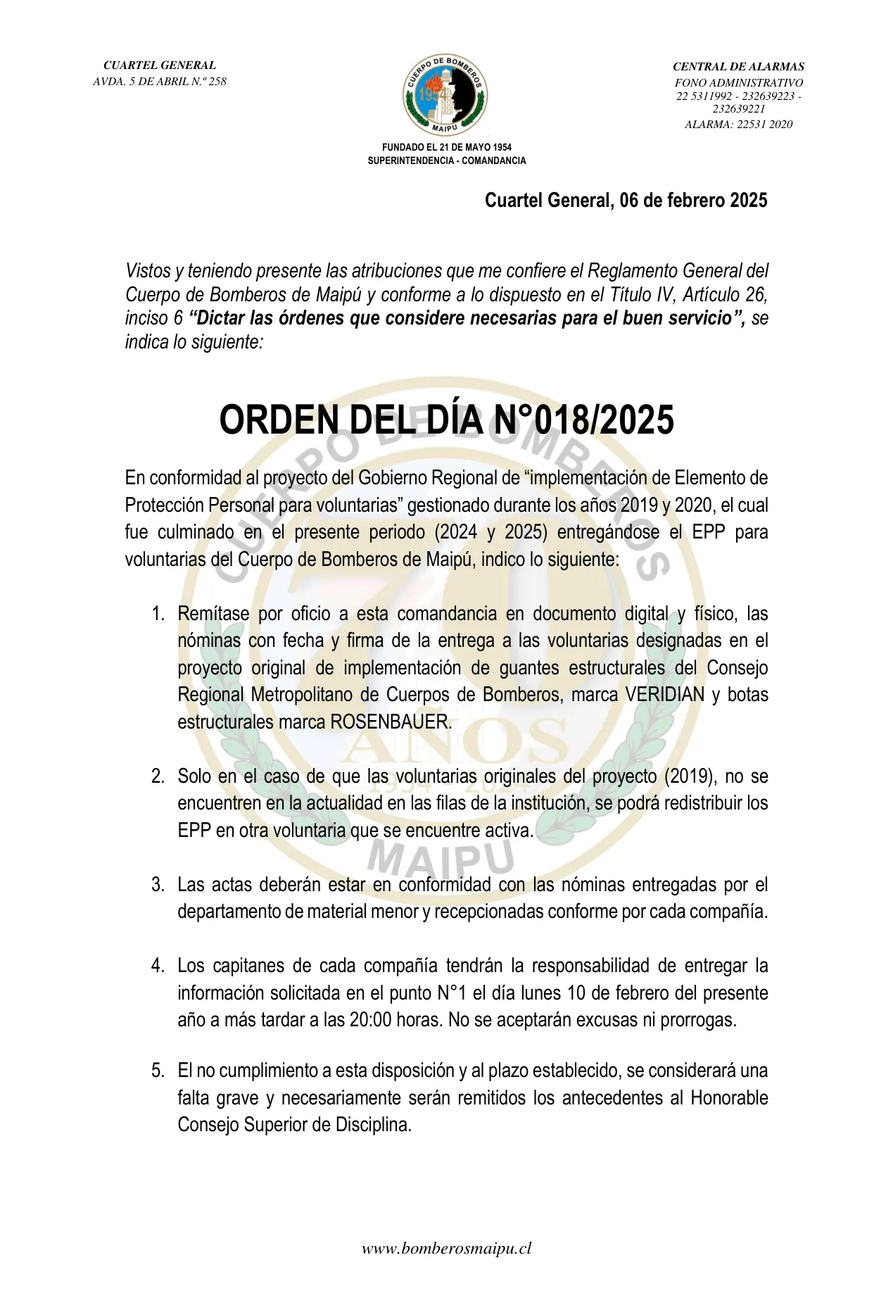 Página 1 de Orden del Día N° 18/2025