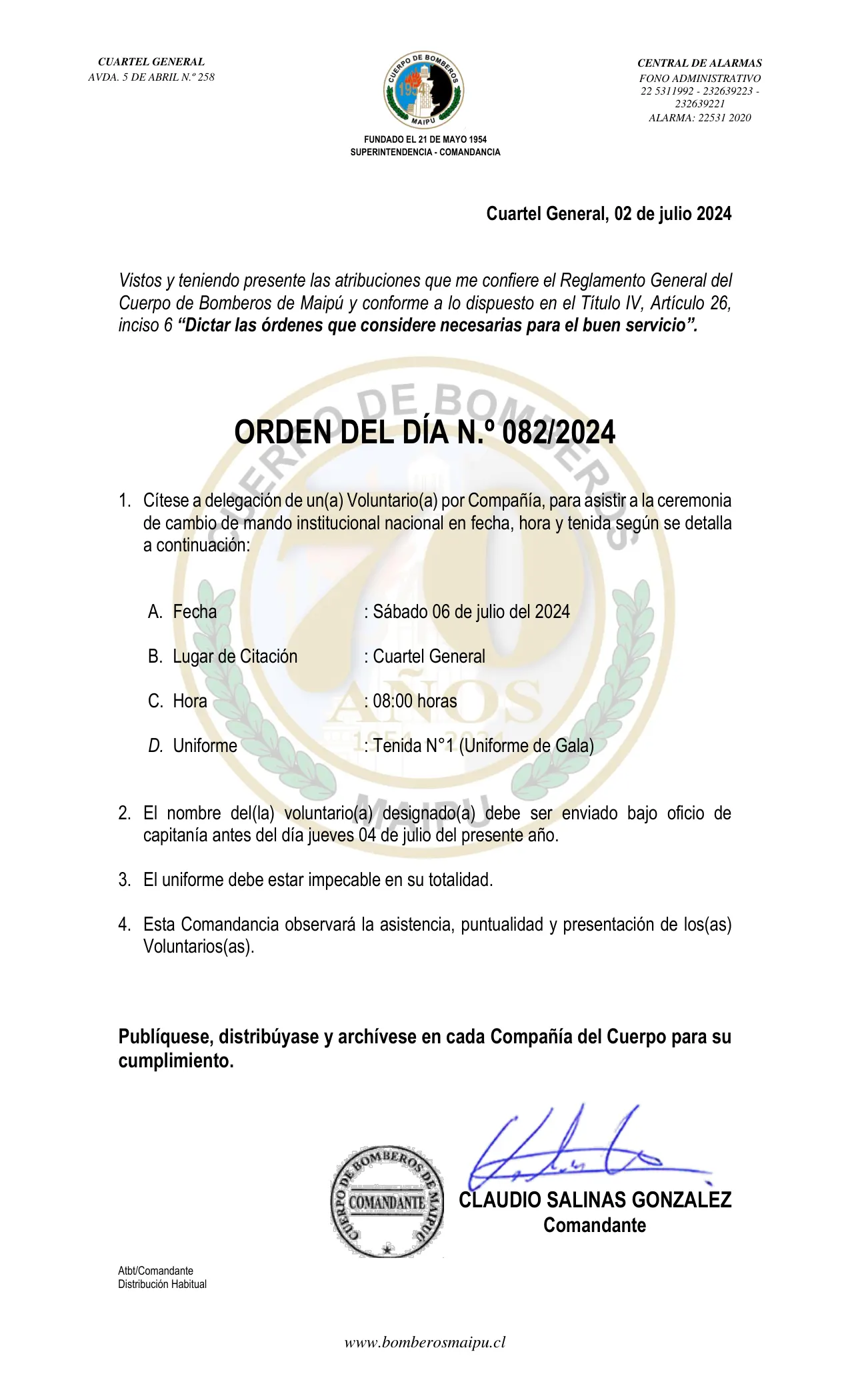Página 1 de Orden del Día N° 82/2024