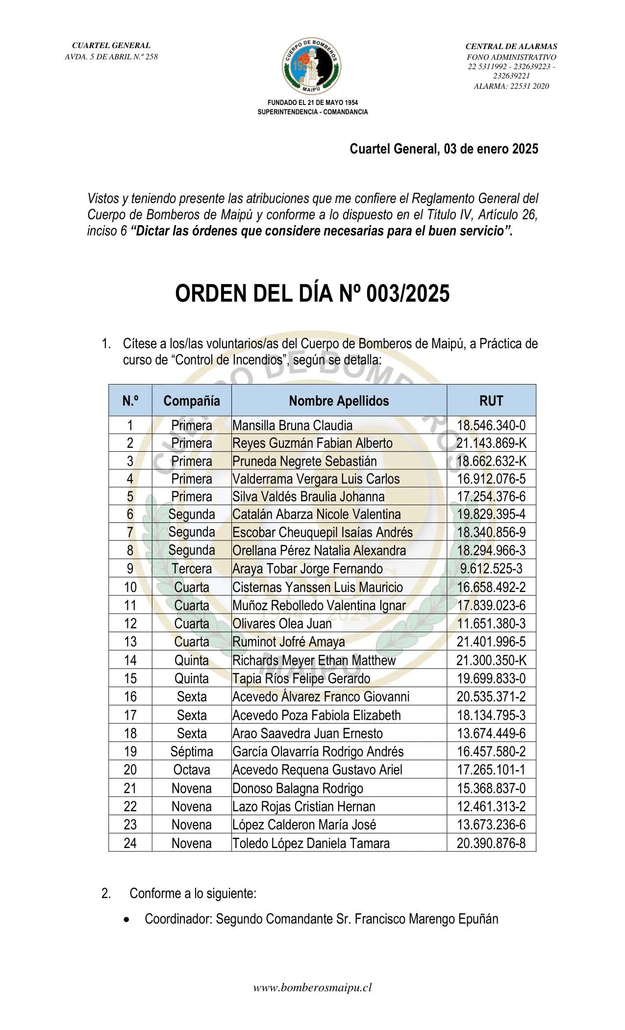 Página 1 de Orden del Día N° 3/2025
