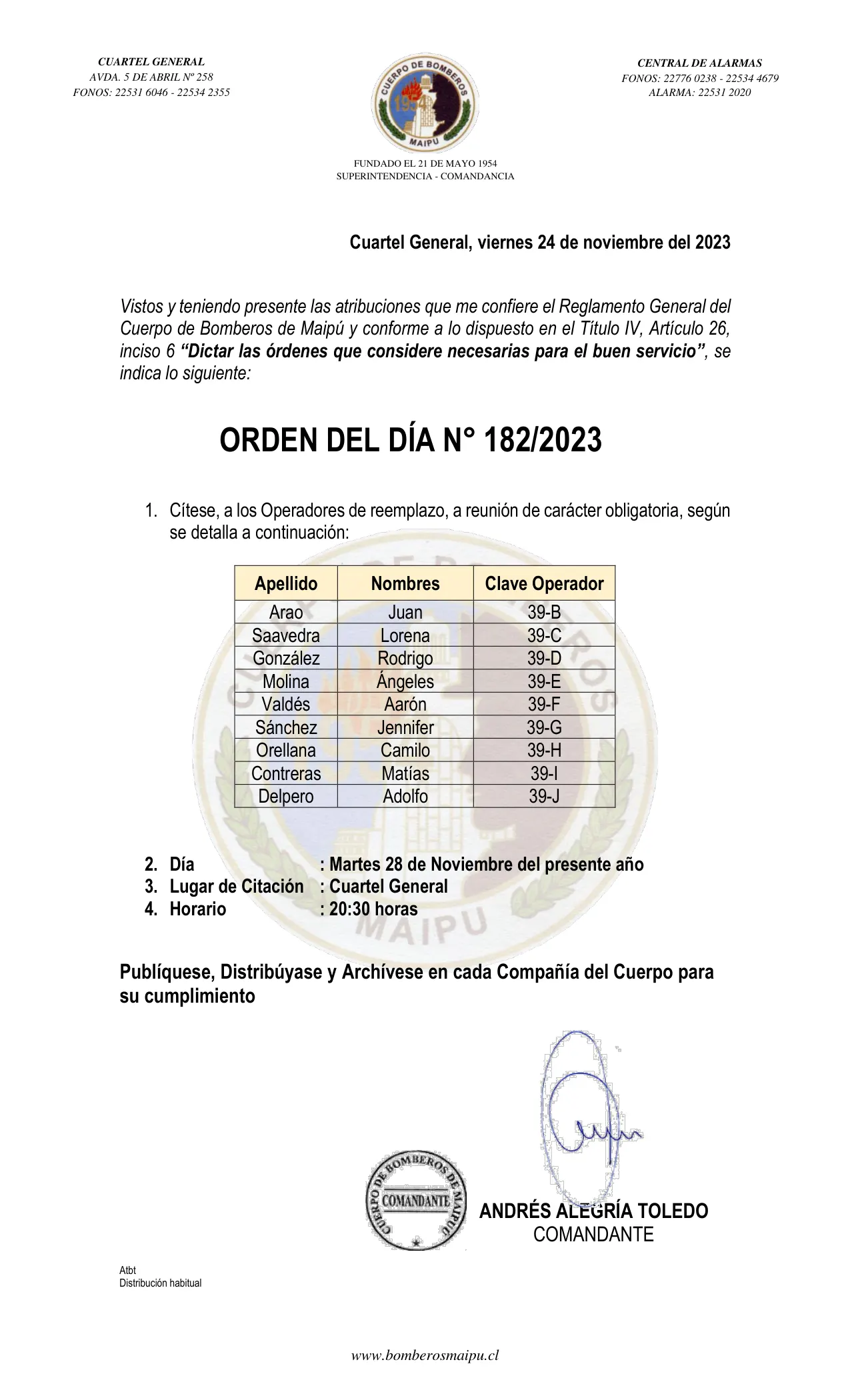 Página 1 de Orden del Día N° 182/2023