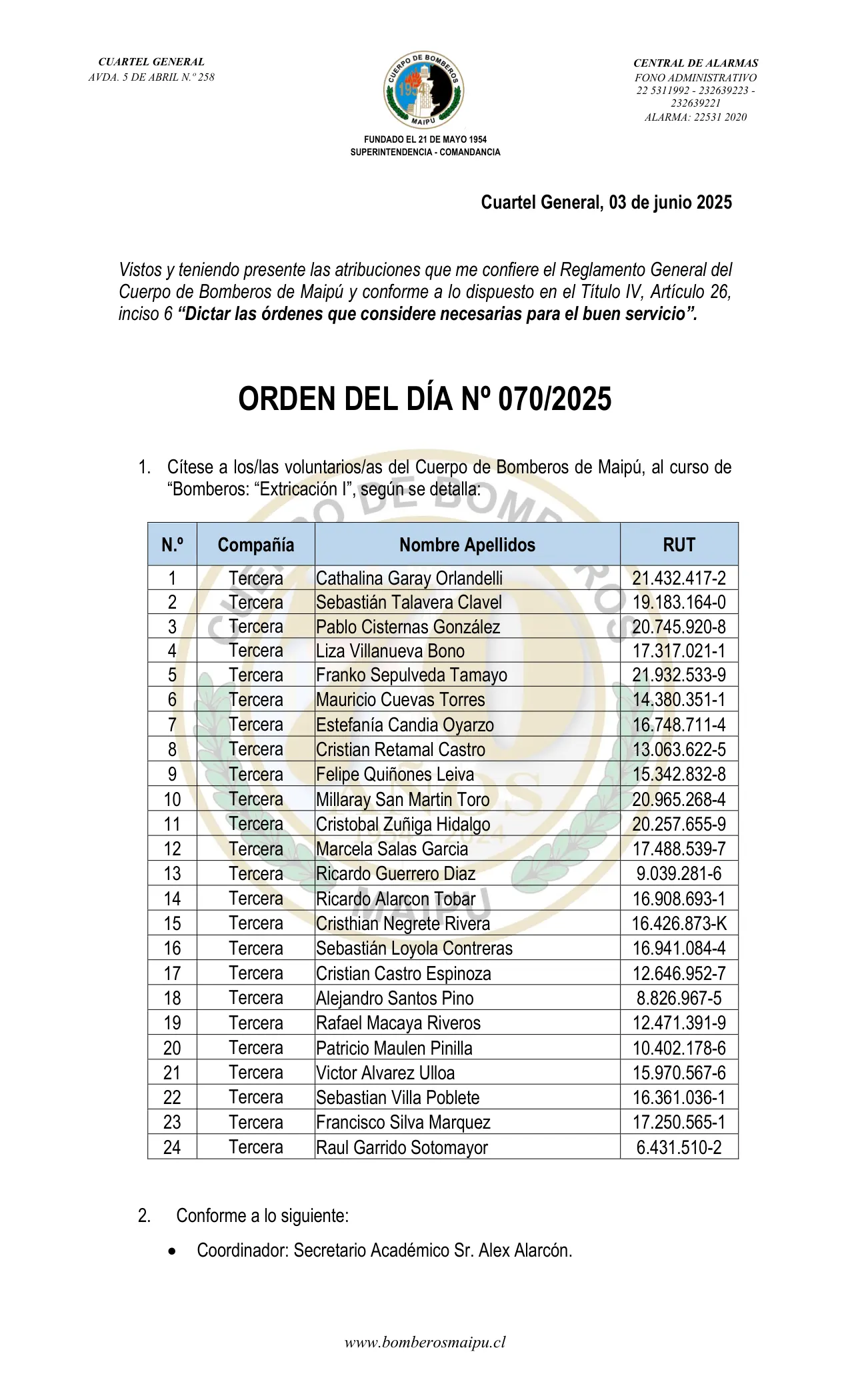 Orden del Día N° 74/2025