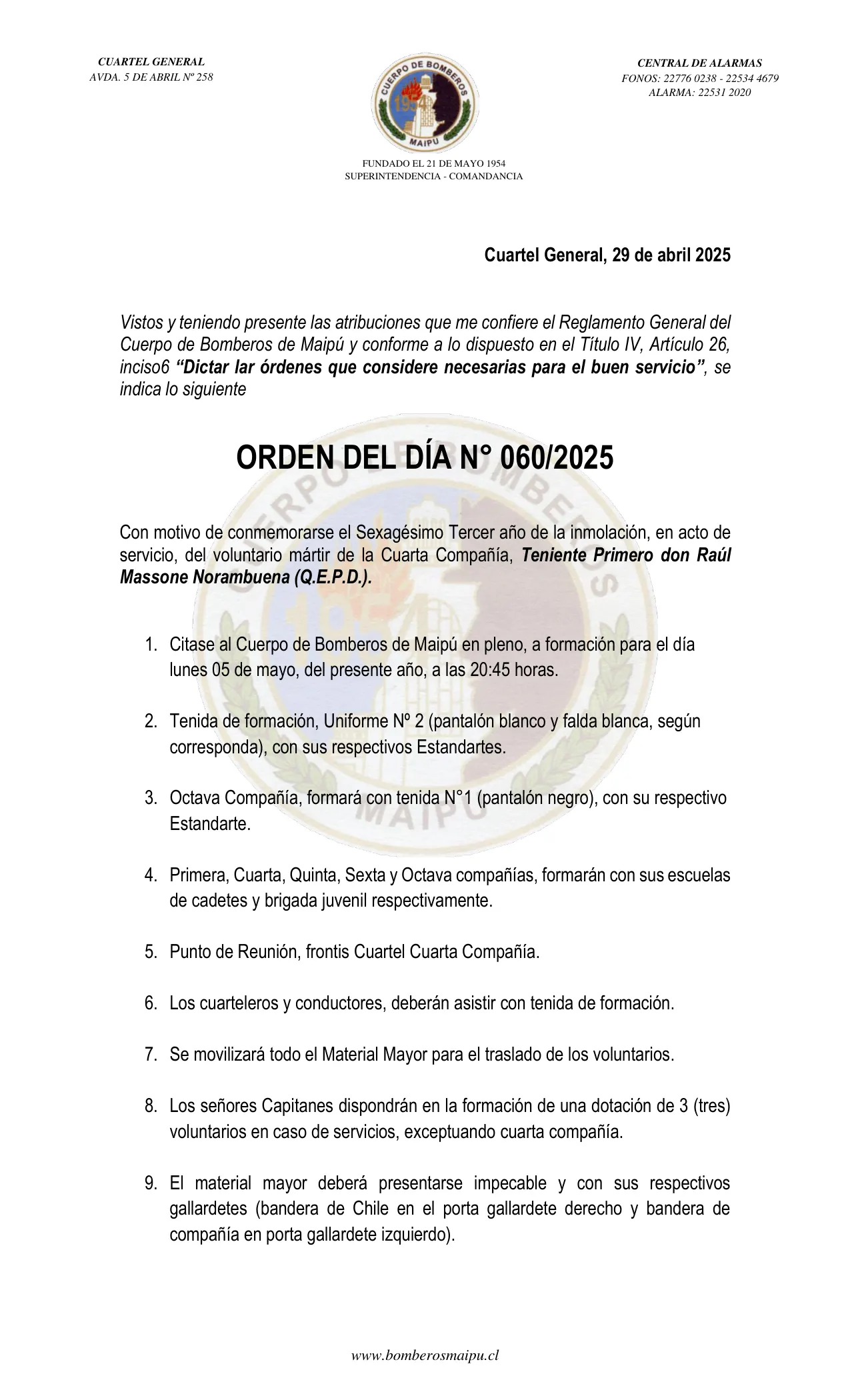 Orden del Día N° 60/2025