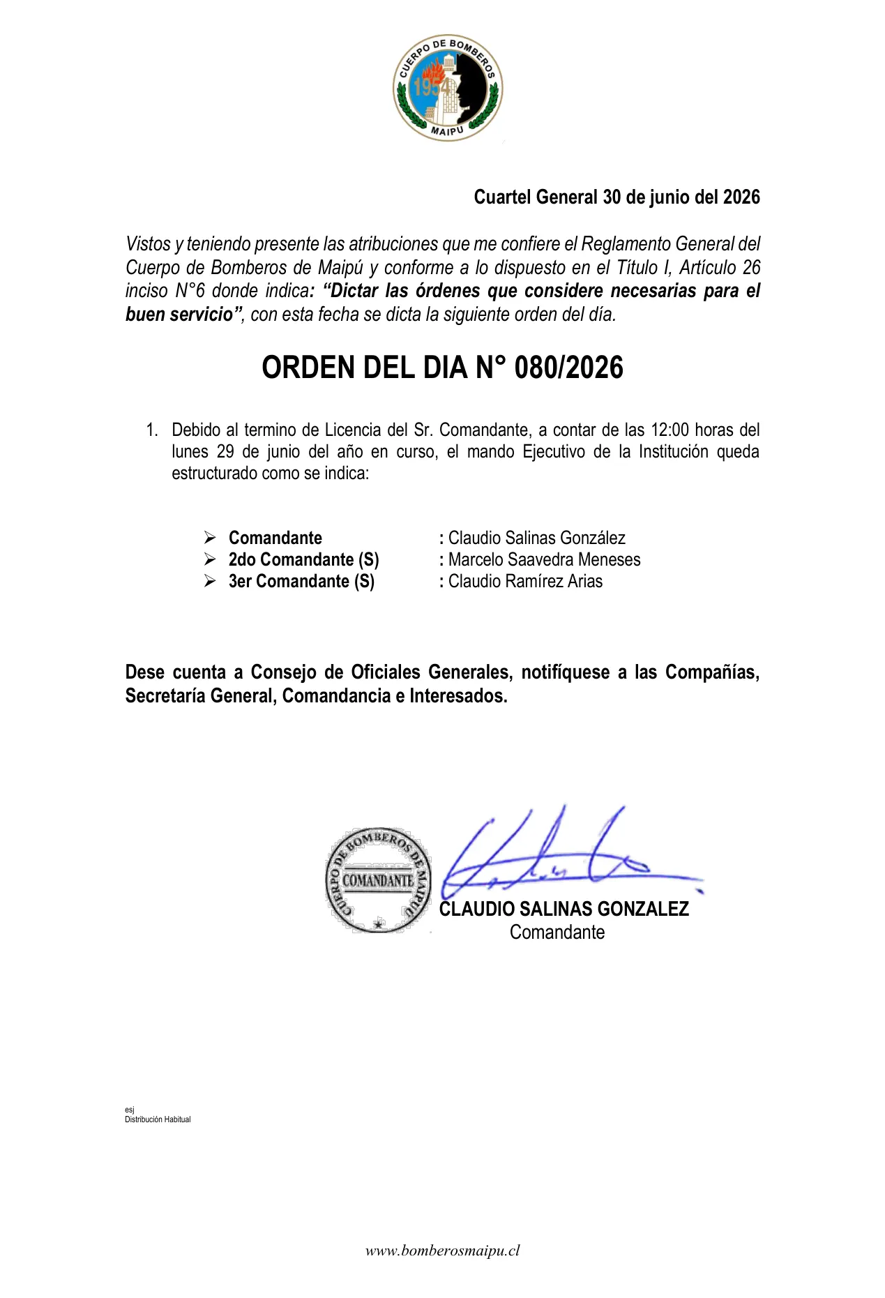 Orden del Día N° 80/2026
