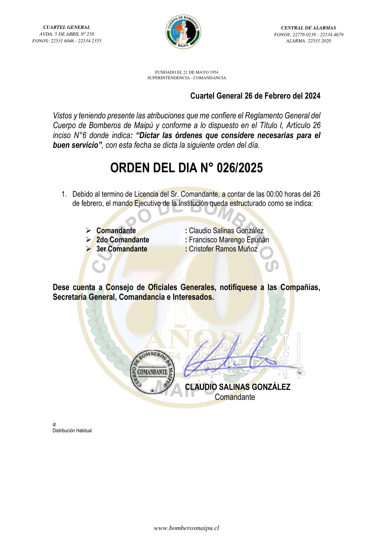 Página 1 de Orden del Día N° 26/2025