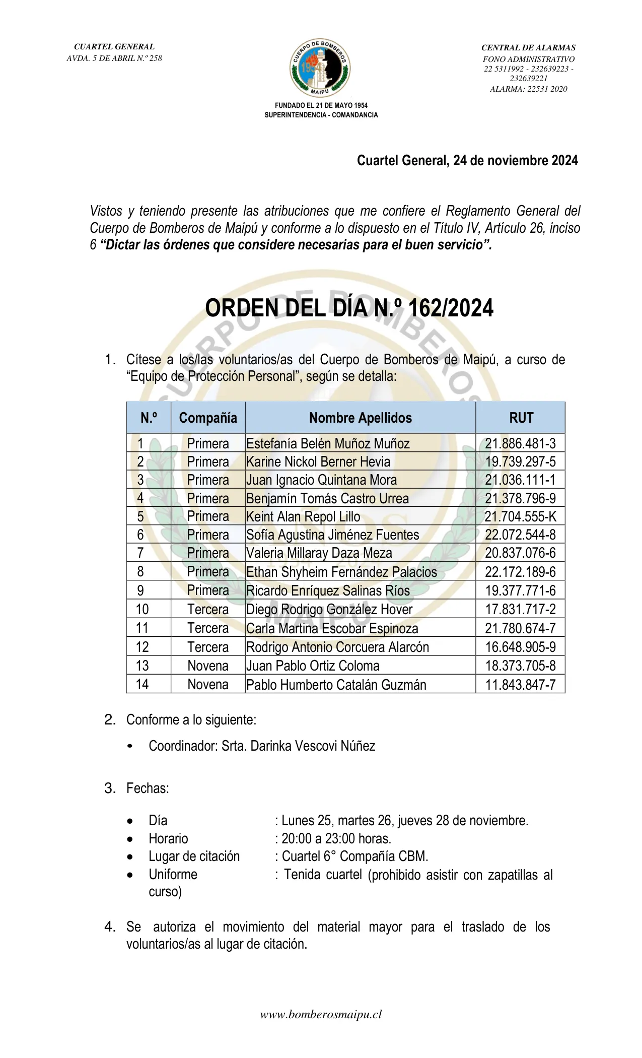 Página 1 de Orden del Día N° 162/2024