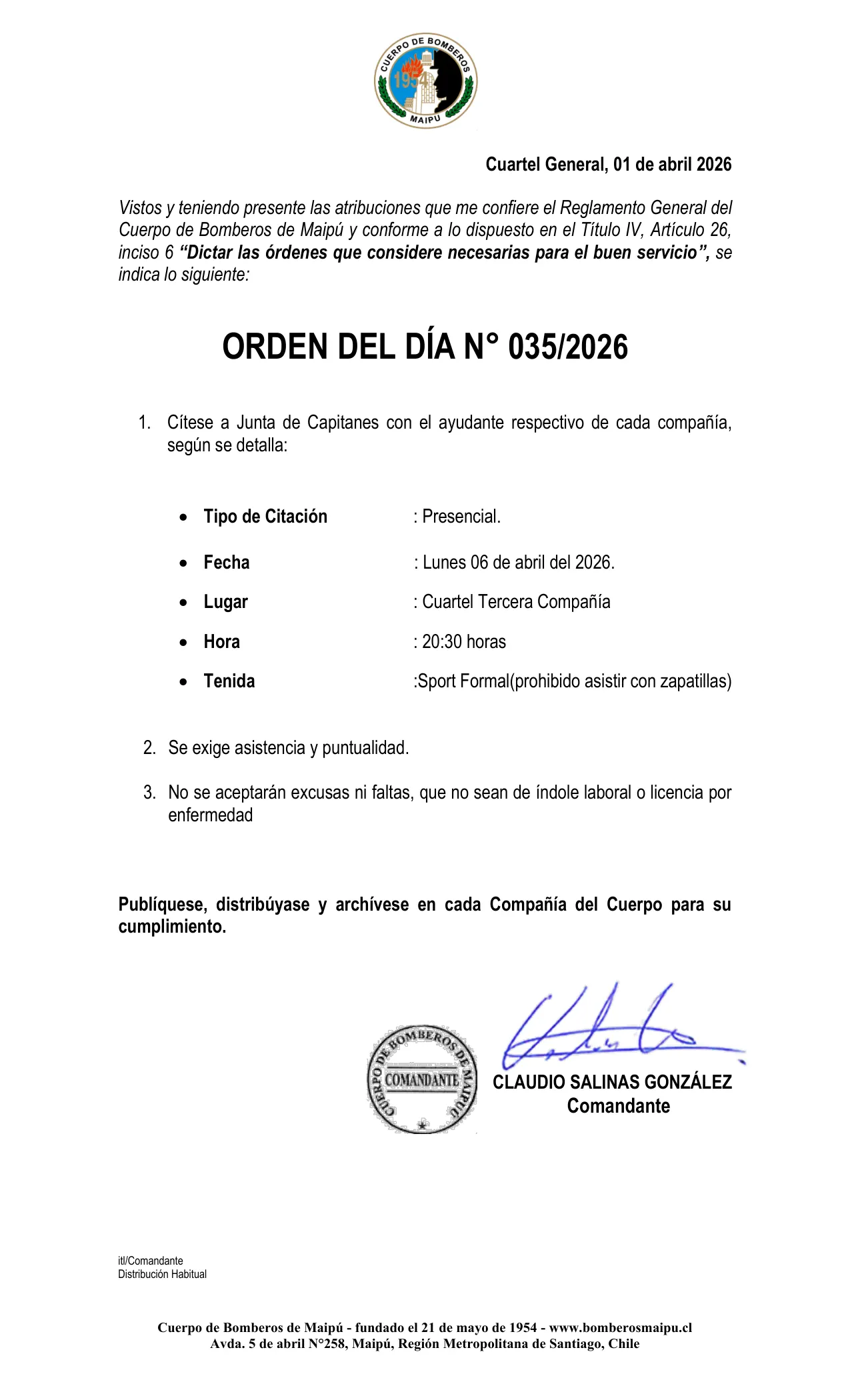 Página 1 de Orden del Día N° 35/2026